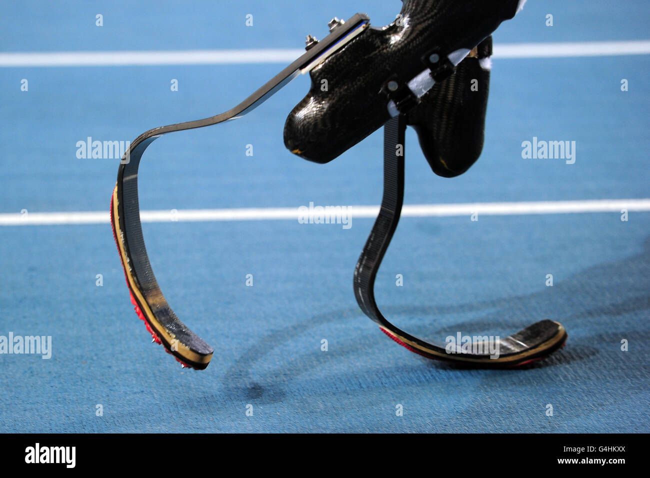 Leichtathletik - IAAF Weltmeisterschaften 2011 - Tag drei - Daegu. Detaillierte Nahaufnahme der Klingen des südafrikanischen Oscar Pistorius Stockfoto