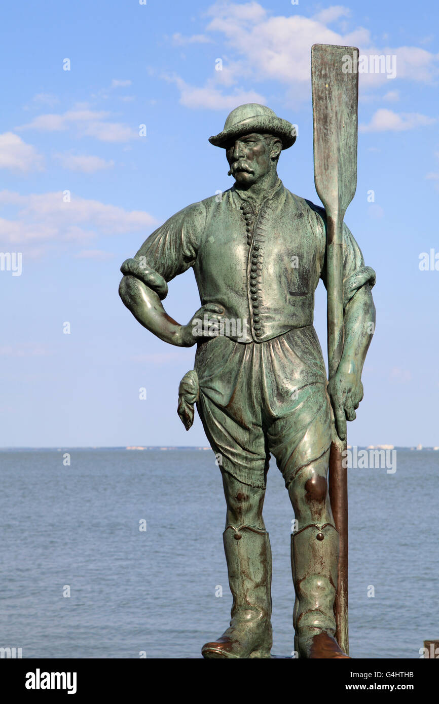 Ungarn-Balatonfüred Fährmann-Statue am Plattensee Stockfoto