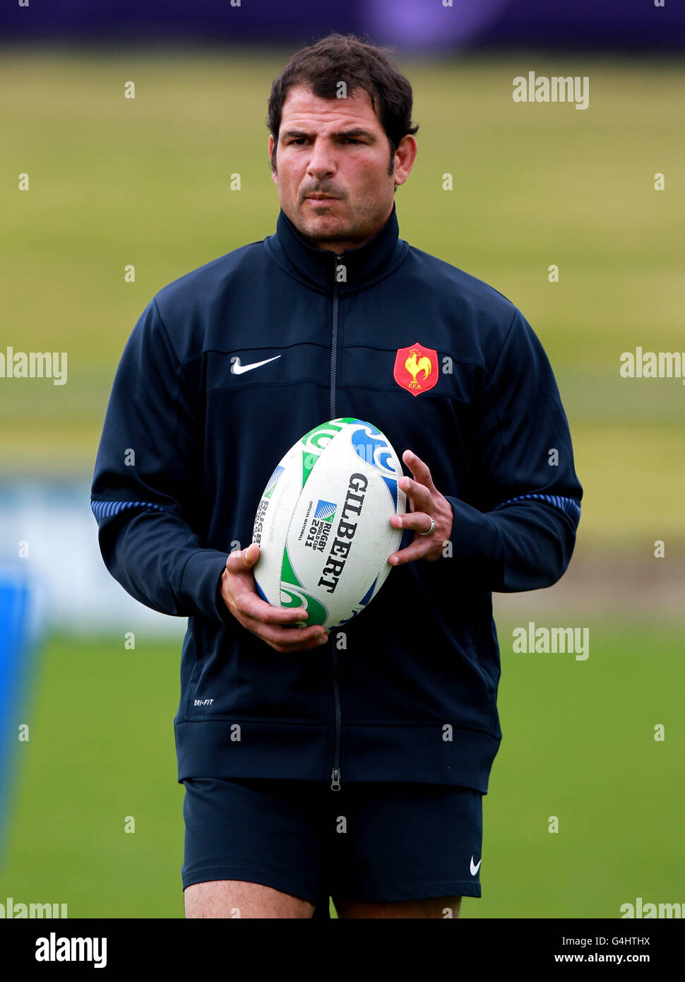 Rugby Union - Rugby-Weltmeisterschaft 2011 - Pool A - Neuseeland gegen Frankreich - Trainingssitzung Frankreich - Takapuna Rugby Club. Frankreich-Trainer Marc Lievremont während der Trainingseinheit im Takapuna Rugby Club, Auckland, Neuseeland, Stockfoto