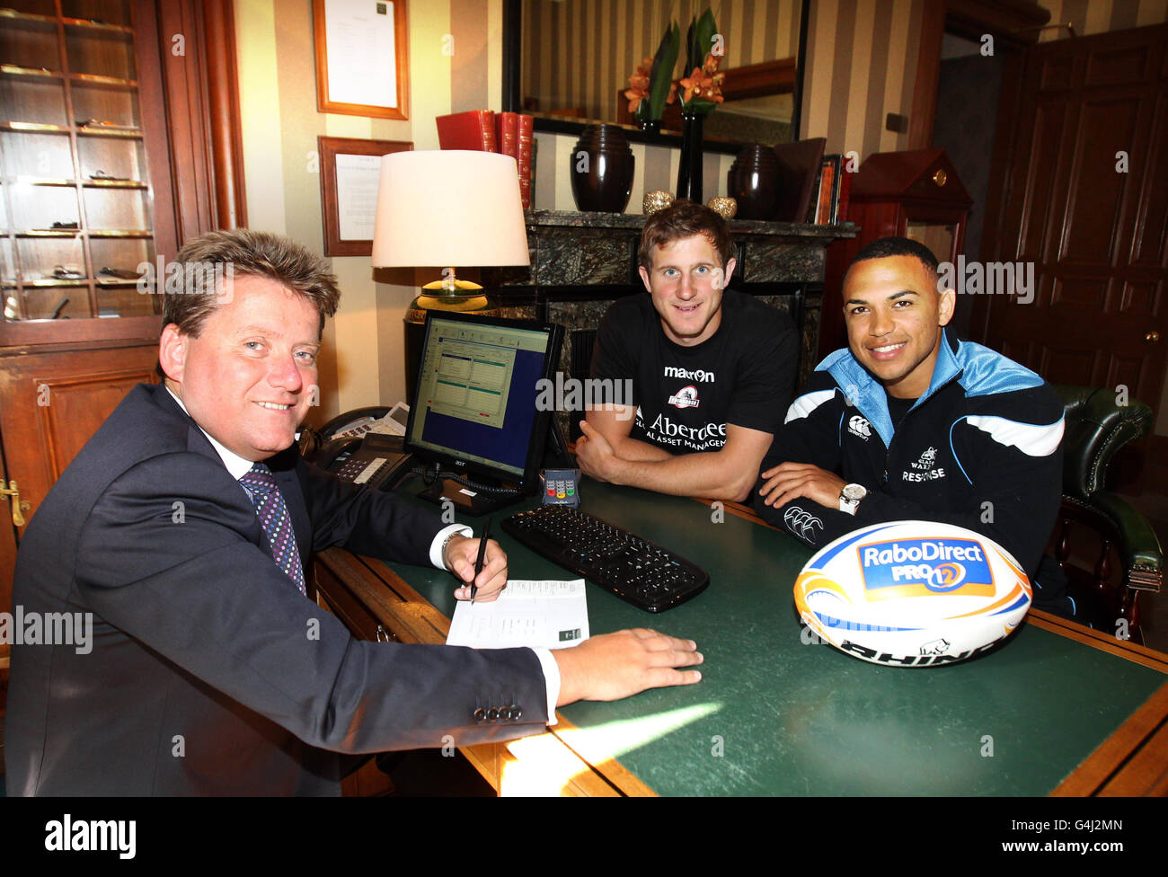 Rugby-Union - Krieger von Glasgow und Edinburgh Rugby Sponsoring Ankündigung - Hotel Du Vin Stockfoto