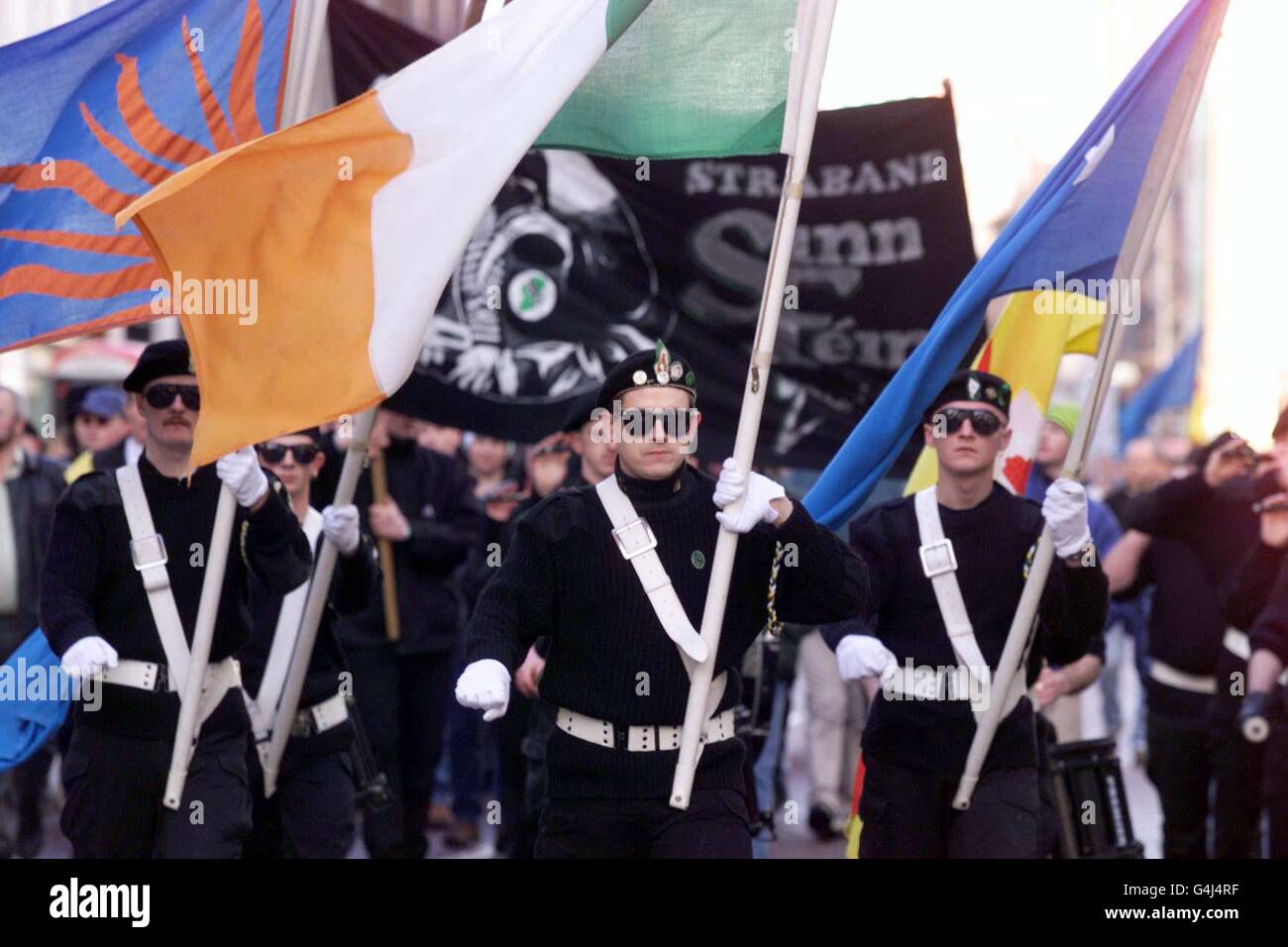 Republikanische Demonstranten/Belfast Rallye Stockfoto