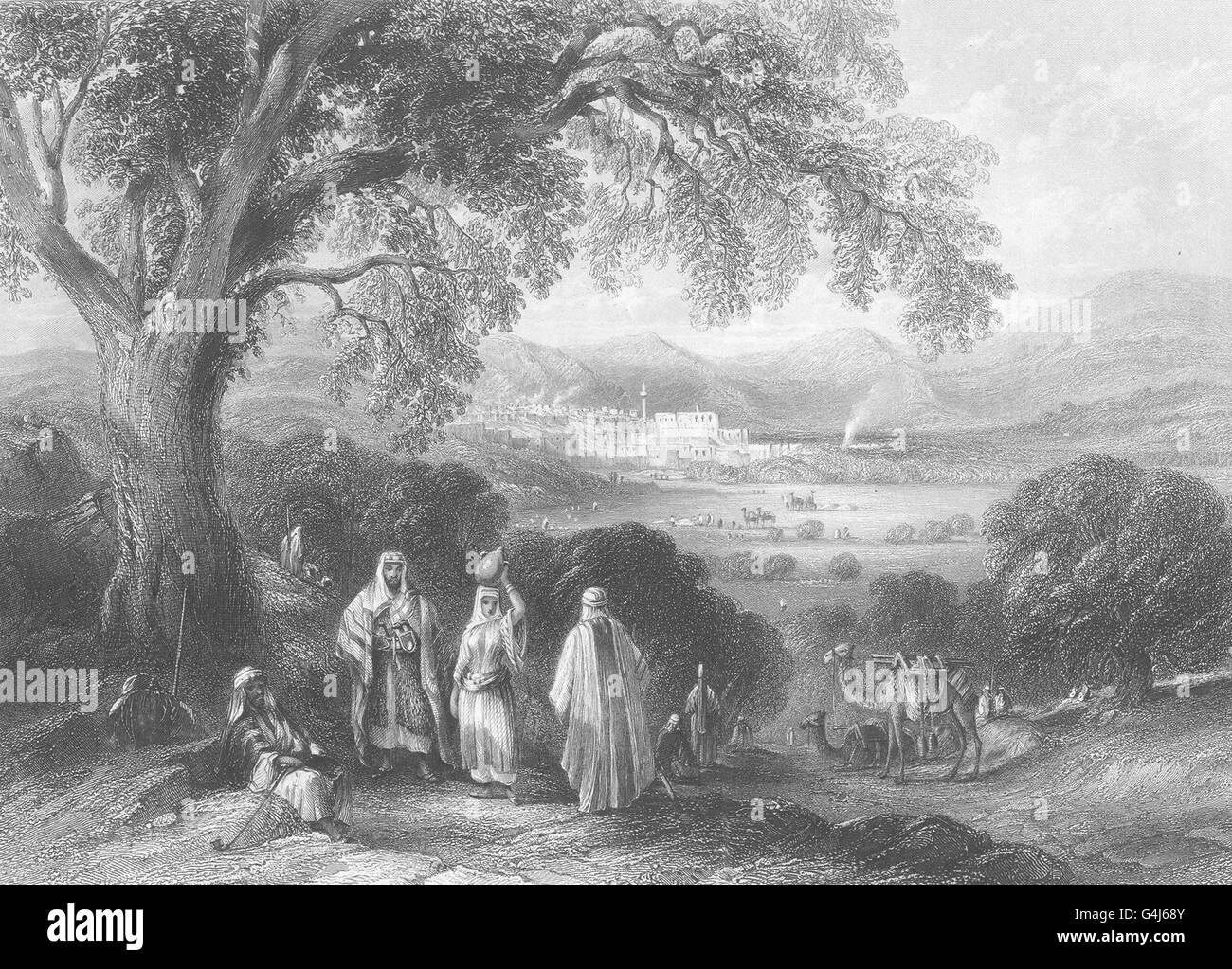 ISRAEL: Palästina: Vale Nazareth. Zahlen Vordergrund. , Antik print 1847 Stockfoto