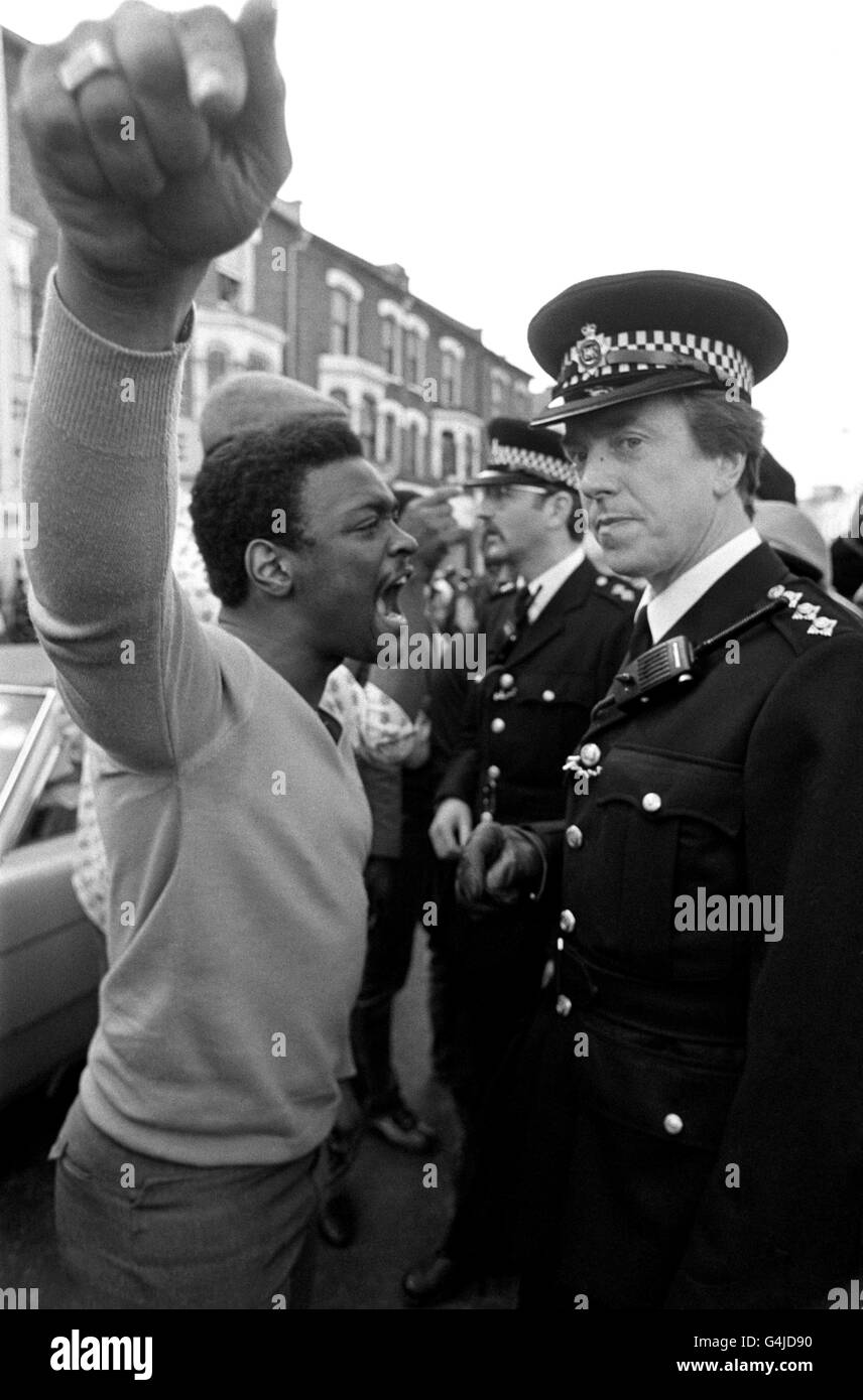 Britische Verbrechen - Unruhen - die Brixton Riots - London - 1981 Stockfoto