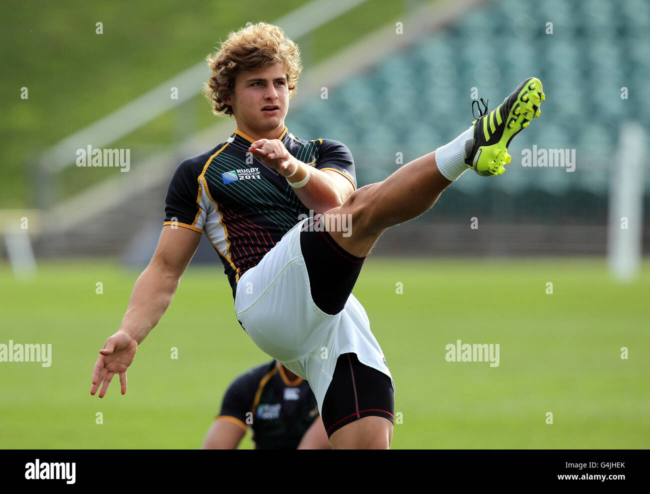 Südafrikas Pat Lambie während des Kapitäns-Laufs im North Shore Stadium, Auckland, Neuseeland. Stockfoto