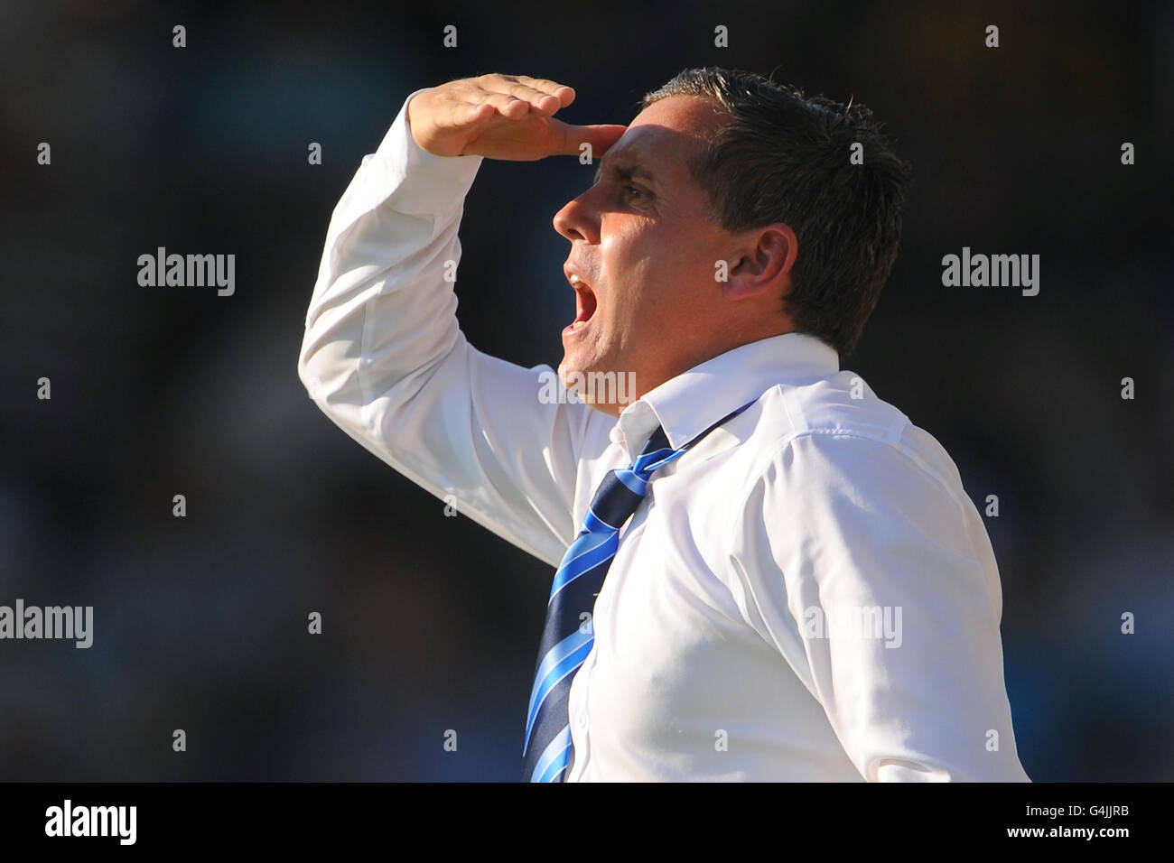 Paul Buckle, Trainer von Bristol Rovers, während des Spiels npower Football League Two im Memorial Stadium in Bristol. Stockfoto