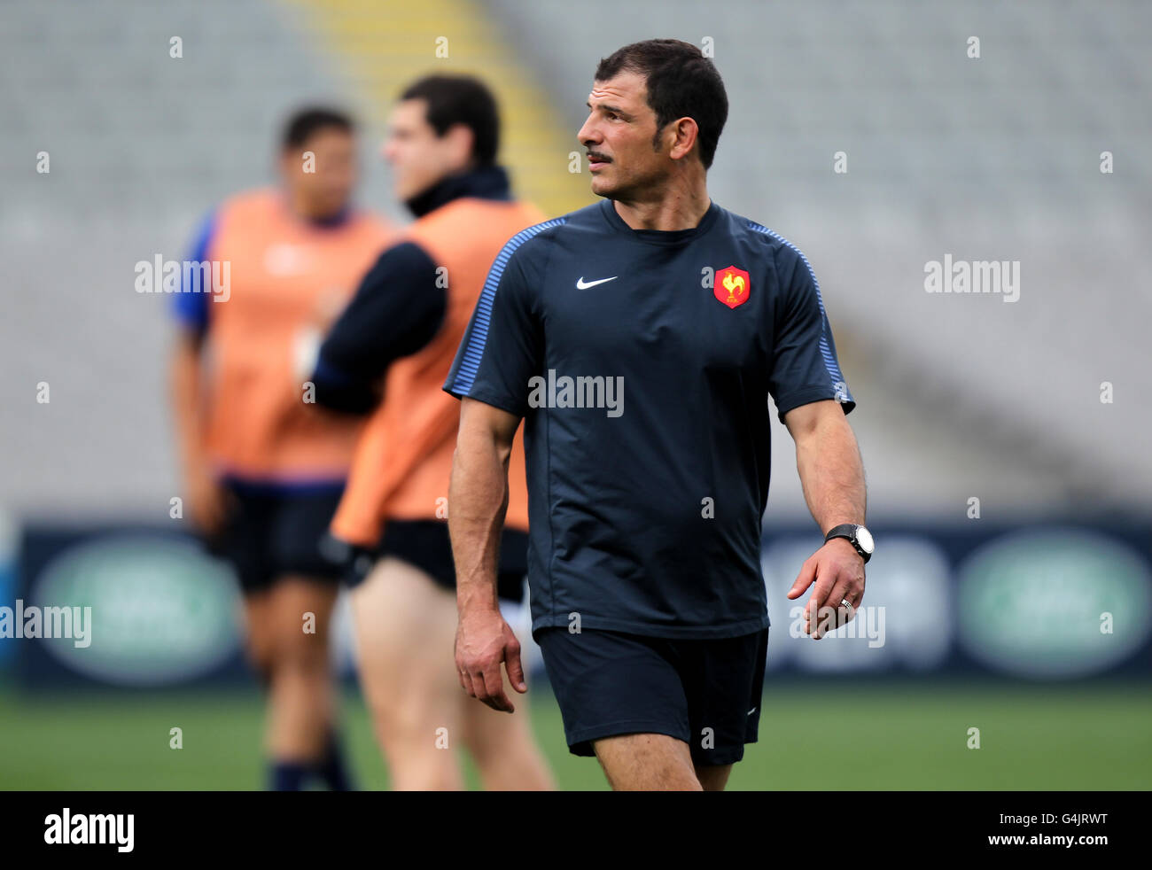 Frankreich-Trainer Marc Lievremont während des Captain's Run im Eden Park, Auckland, Neuseeland. Stockfoto
