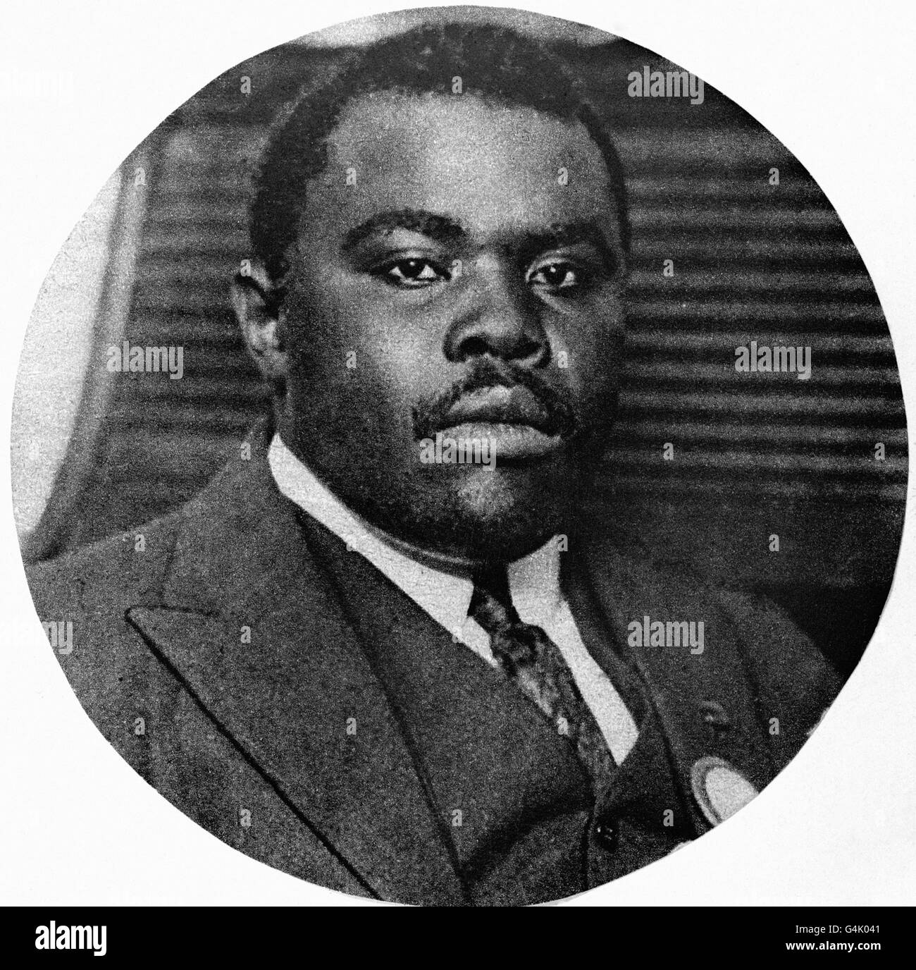 Marcus Garvey, jamaikanischer Verleger, Journalist, Unternehmer und Redner, der ein überzeugte Befürworter der Bewegungen des Schwarzen Nationalismus und des Panafrikanischen Nationalismus war Stockfoto