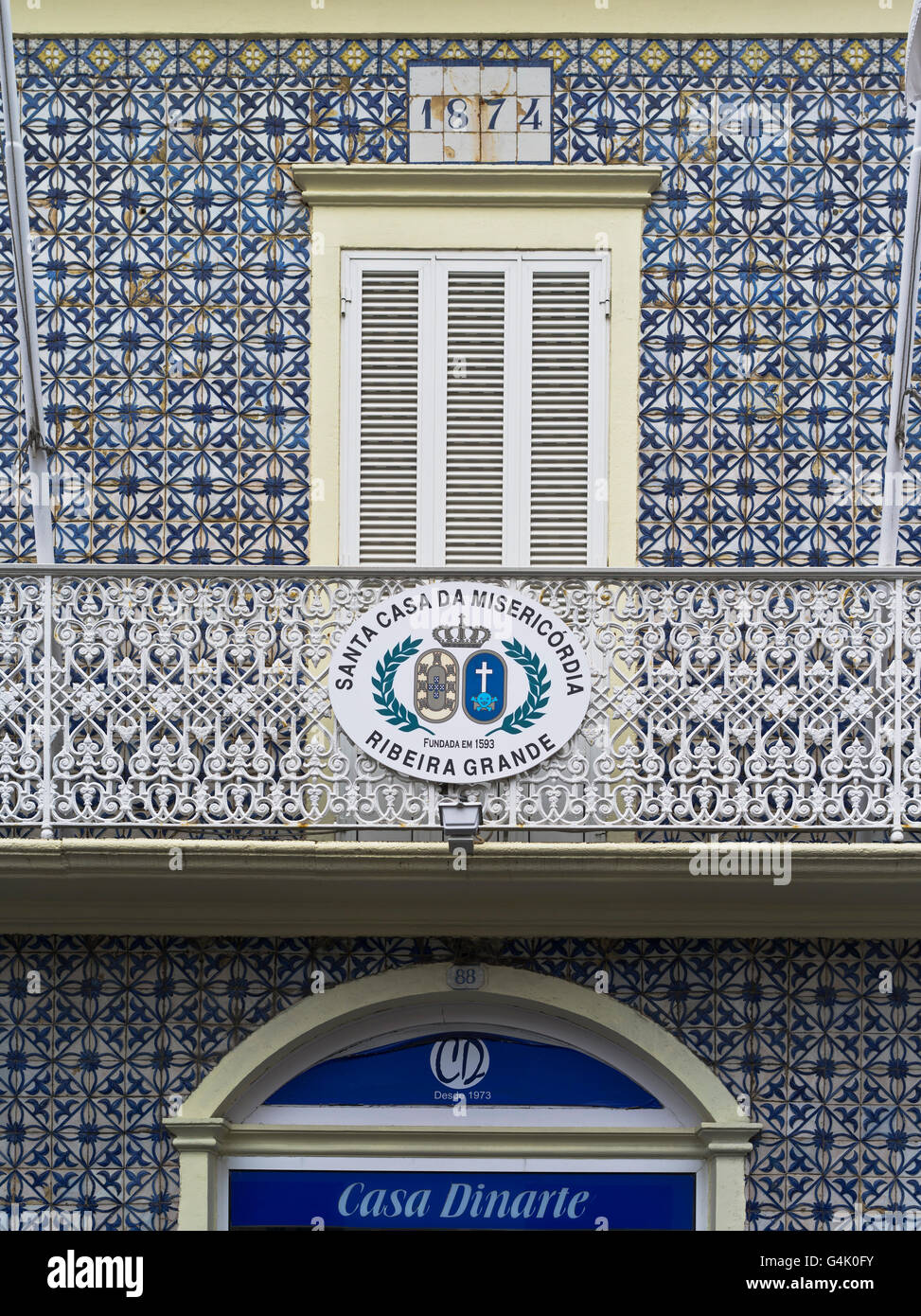 dh Ribeira Grande SAO MIGUEL ISLAND Azoren gefliest Außenwand Bau Santa Casa Da Misericordia Stockfoto