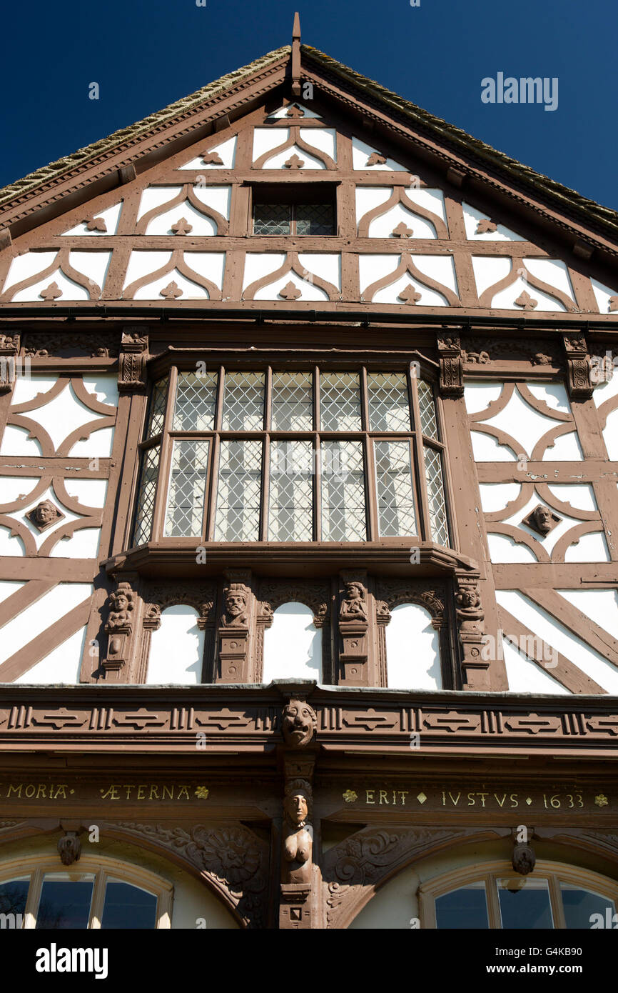 UK, Herefordshire, Leominster, The Grange, historische Gebäude aus Holz gerahmt, ehemalige Markthalle, Giebelseite Stockfoto