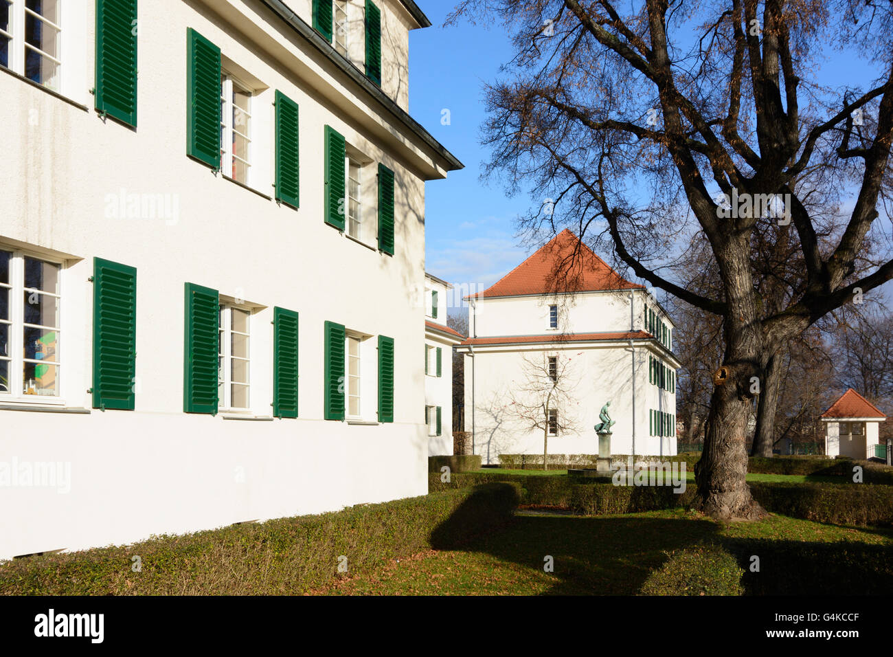 ehemalige städtische Vieh- und Schlachthof: Häuser und Statue "Schweine-Fahrer" (Georg Wrba), Deutschland, Sachsen, Sachsen, Dresden Stockfoto