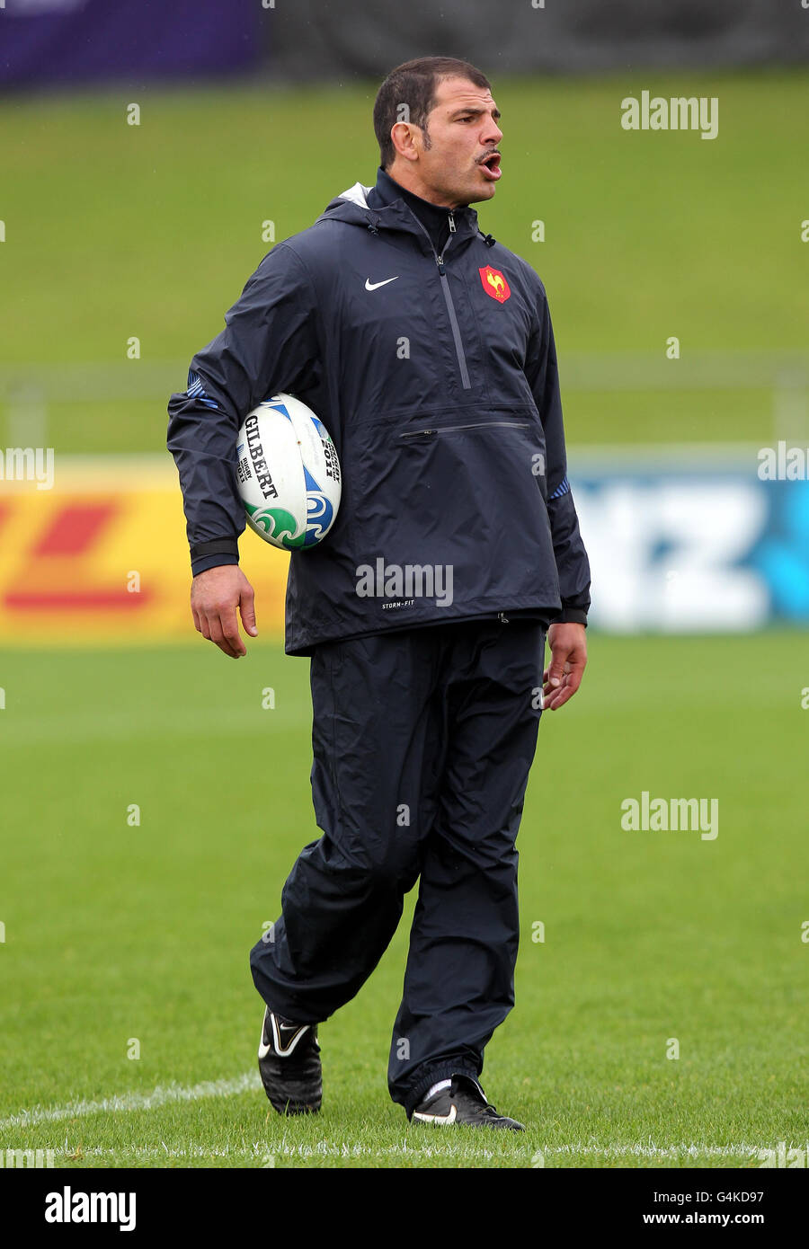 Frankreichs Trainer Marc Lievremont während des Trainings im Takapuna Rugby Club, Auckland, Neuseeland. Stockfoto