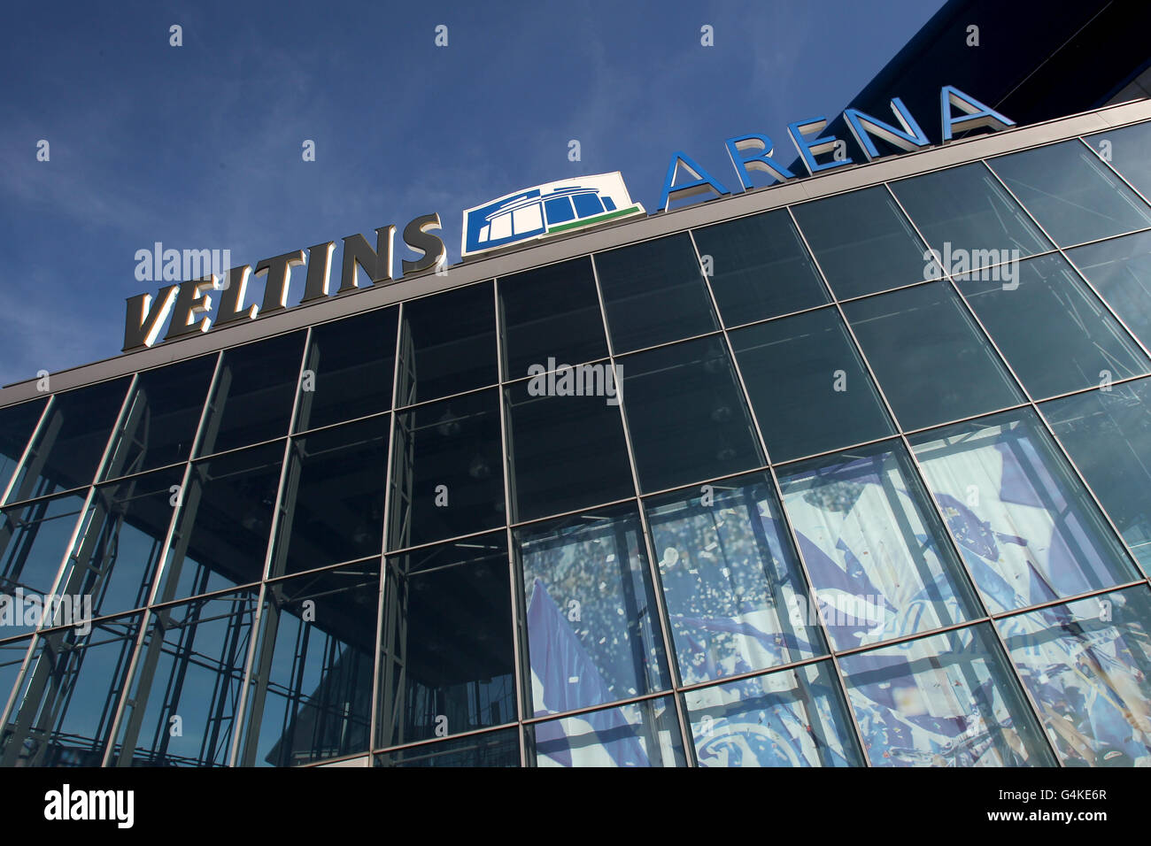 Fußball - UEFA Europa League - Gruppe J - Schalke 04 V Maccabi Haifa - Veltins Arena. Eine Gesamtansicht der Außenansicht der Veltins Arena, Heimat von Schalke 04 Stockfoto