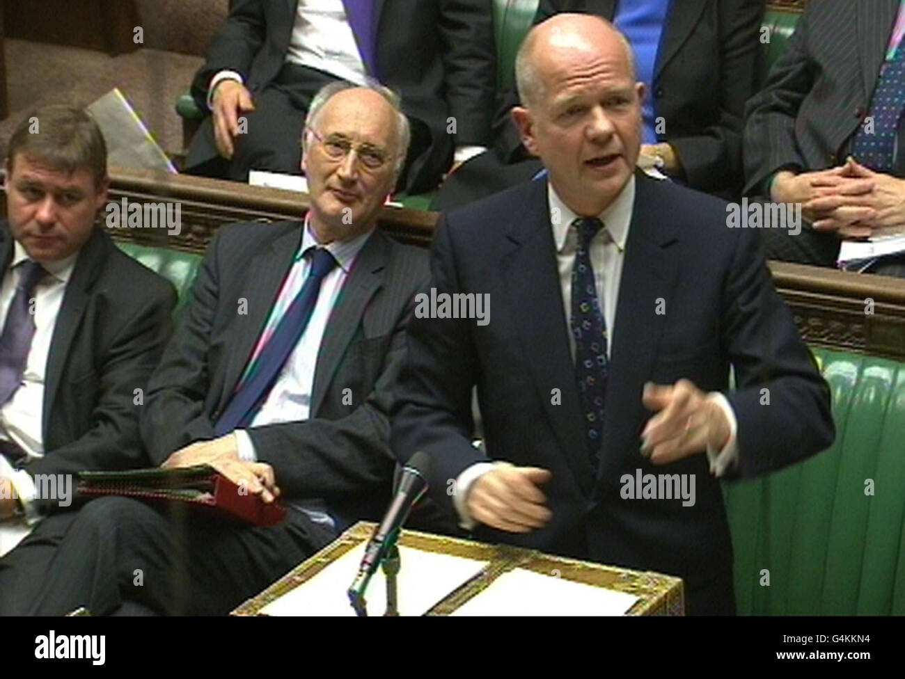 Außenminister William Hague spricht während der Debatte über die Abstimmung über ein EU-Referendum vor dem Unterhaus. Stockfoto