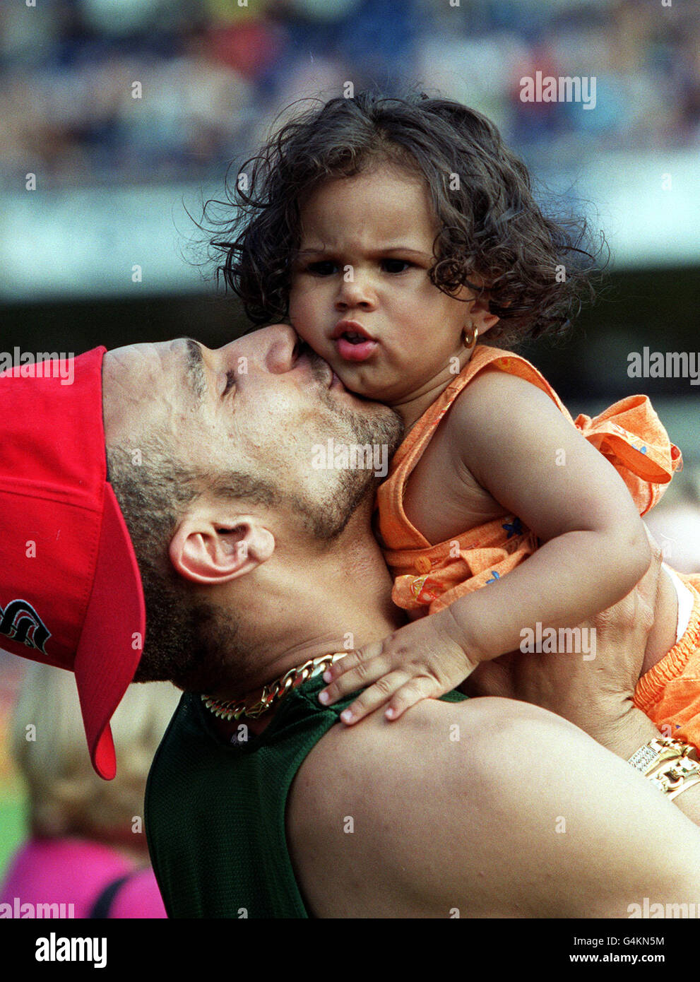 Musiker Goldie beim Music Industry Soccer Six Celebrity Football Turnier in Stamford Bridge. Stockfoto