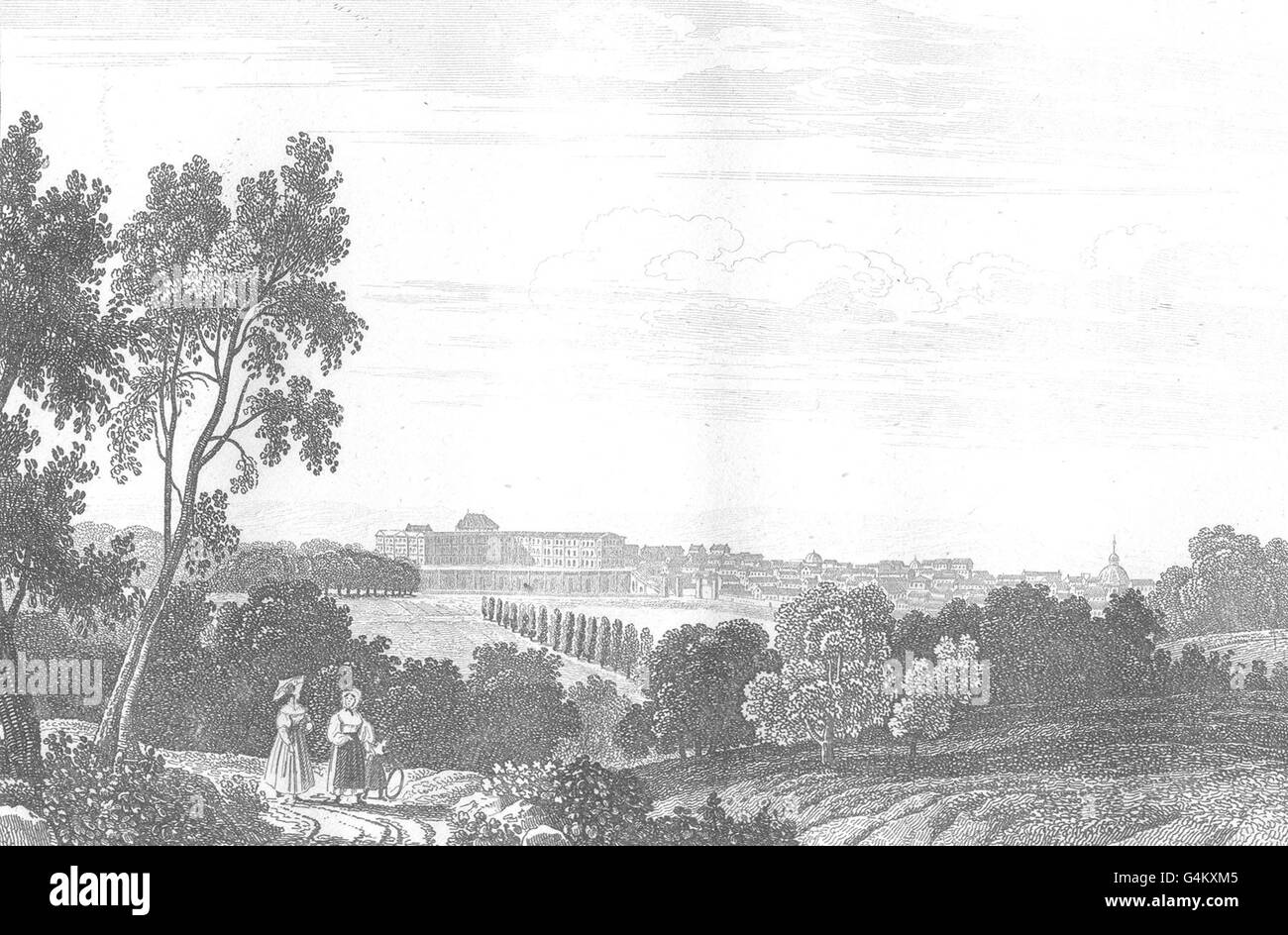 SEINE-ET-OISE: Vèrsailles, antique print 1835 Stockfoto