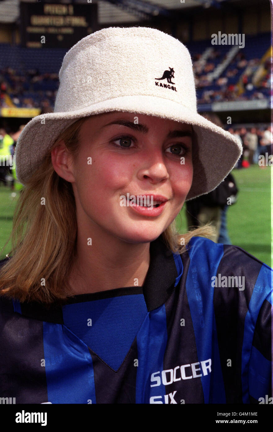 TV-Moderator Gail Porter beim Music Industry Soccer Six Celebrity Football-Turnier auf der Stamford Bridge. Stockfoto