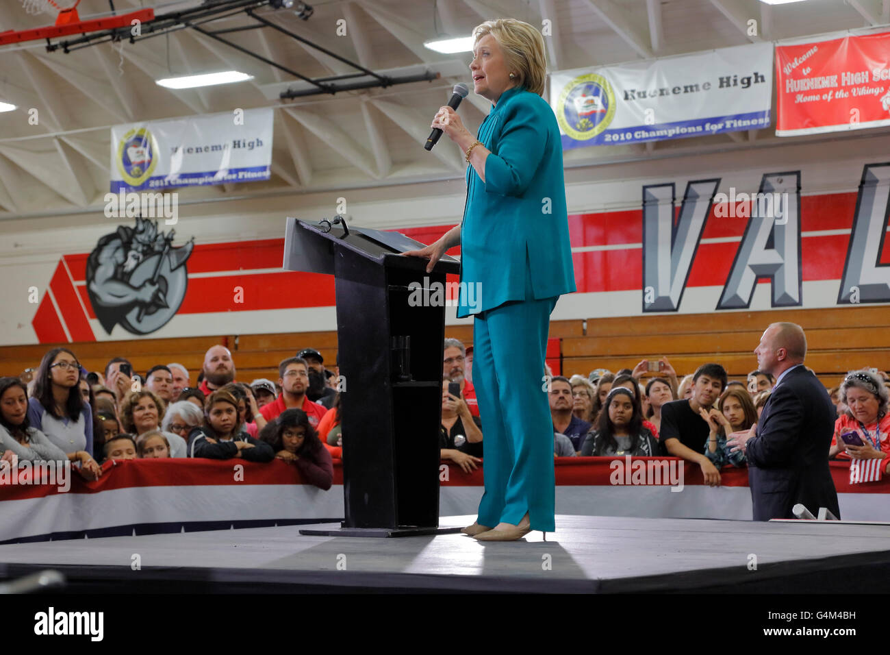 Kandidatin Hillary Clinton Präsidentschaftskampagnen in Oxnard, Kalifornien bei "Raus die Abstimmung" Rallye Stockfoto