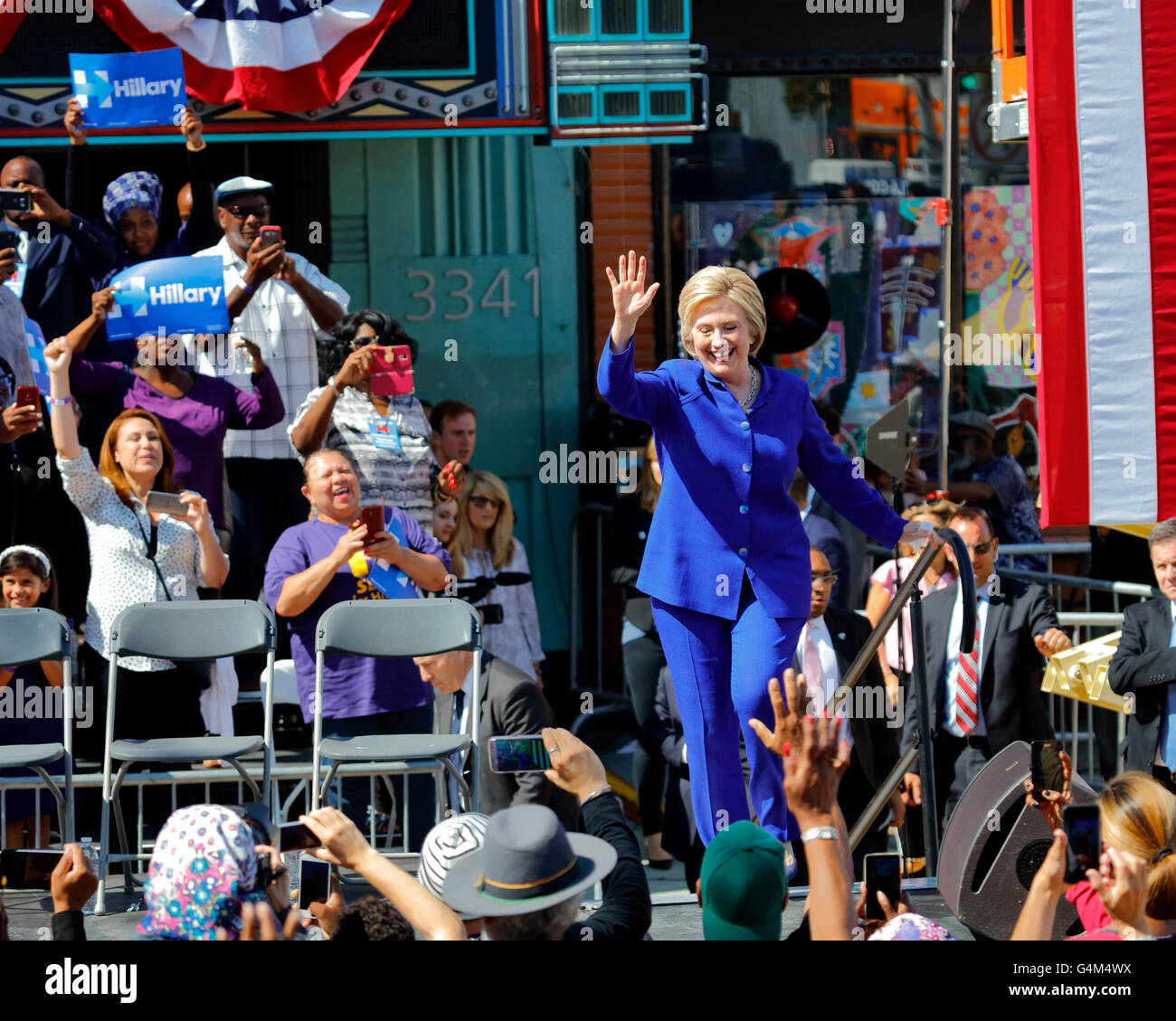 Präsidentschaftskandidaten Hillary Clinton besucht "Raus die Abstimmung" Rallye, Los Angeles Stockfoto