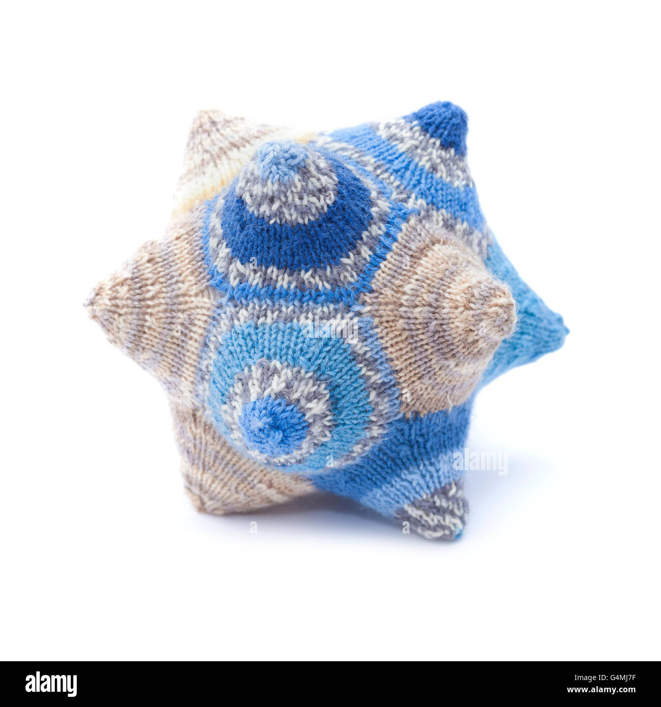 gestrickte stellated Dodekaeder, bleibt Garn Projekt Stockfoto