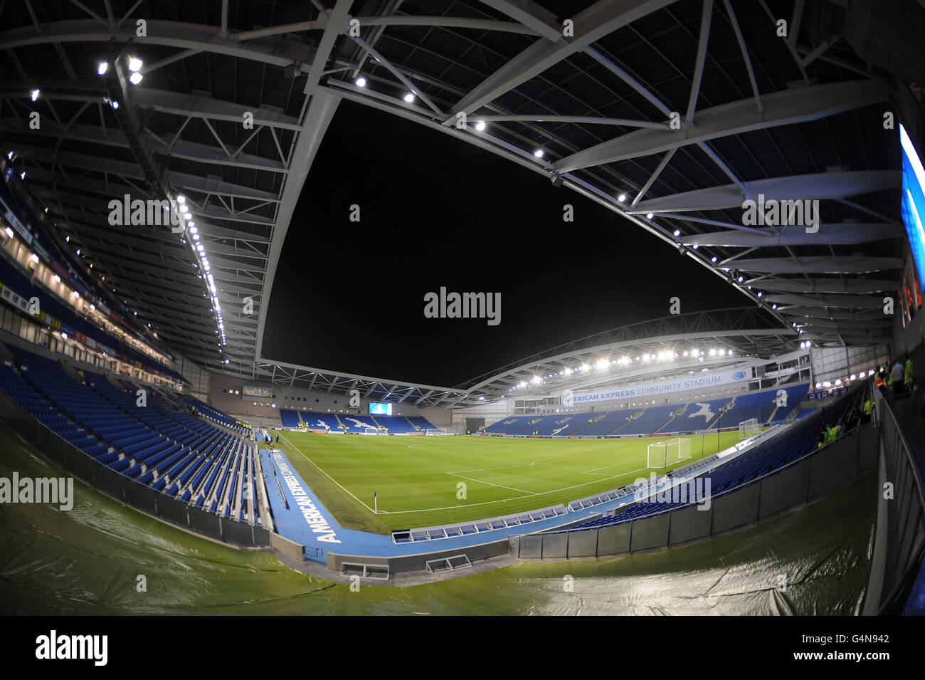 Fußball - unter 19 Internationale Freundschaften - England gegen Dänemark - AMEX Stadium. Blick auf Brighton und das American Express Community Stadium von Hove Albion Stockfoto