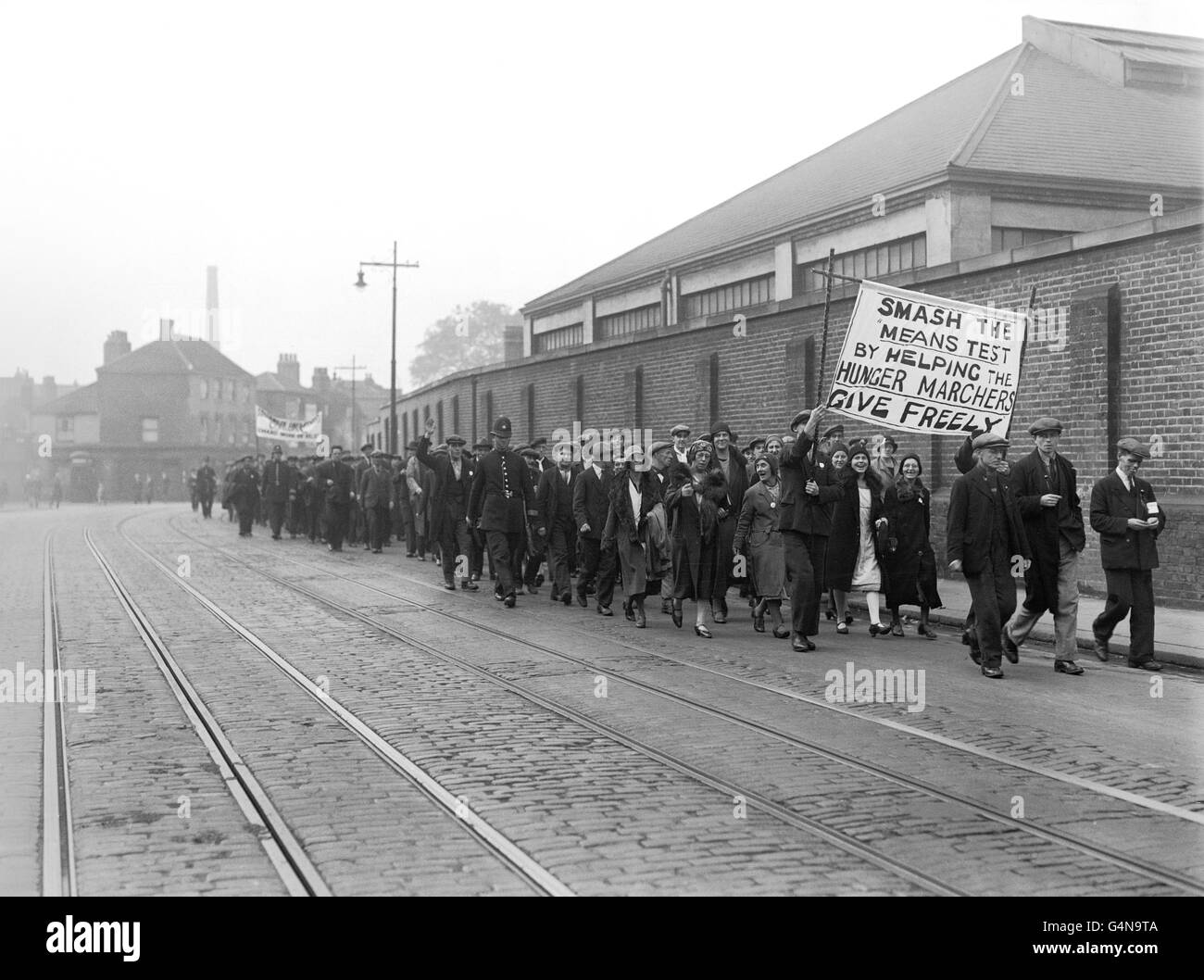 Arbeitslosigkeit - Job Marches - London. Die Londoner Arbeitslosen auf dem Weg zu den Hungerstreikenden Stockfoto