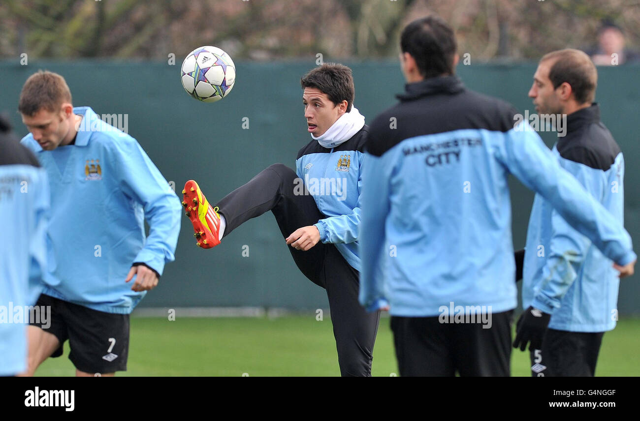 Fußball - UEFA Champions League - Gruppe A - SSC Napoli V Manchester City - Manchester City Trainingseinheit - Carrington Train... Stockfoto