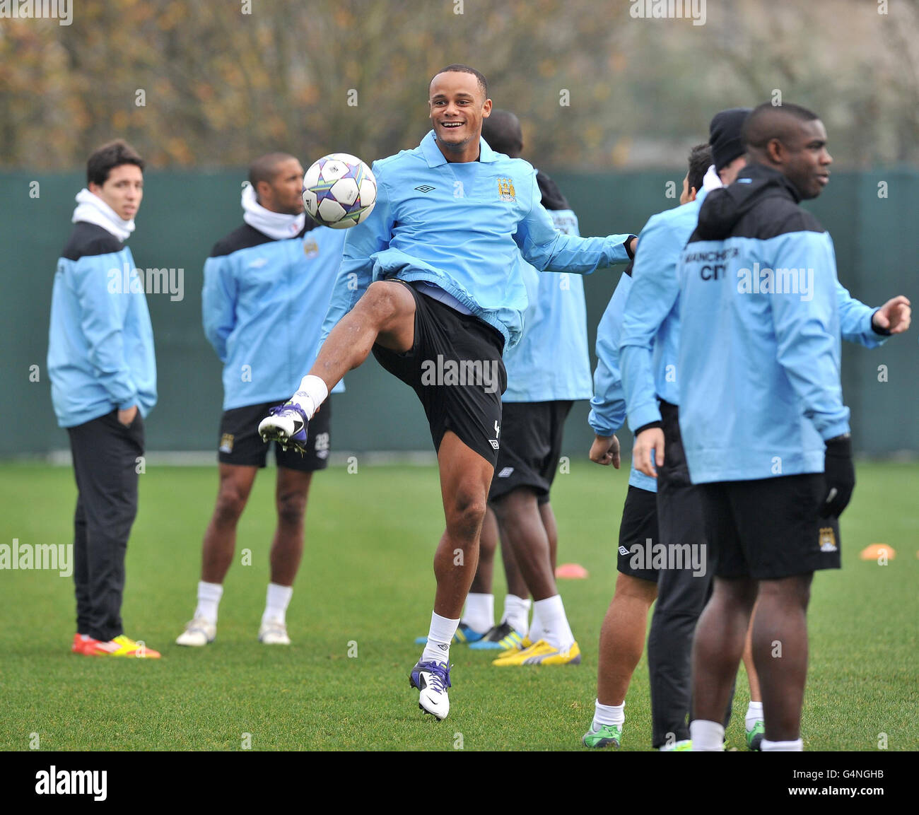 Fußball - UEFA Champions League - Gruppe A - SSC Napoli V Manchester City - Manchester City Trainingseinheit - Carrington Train... Stockfoto