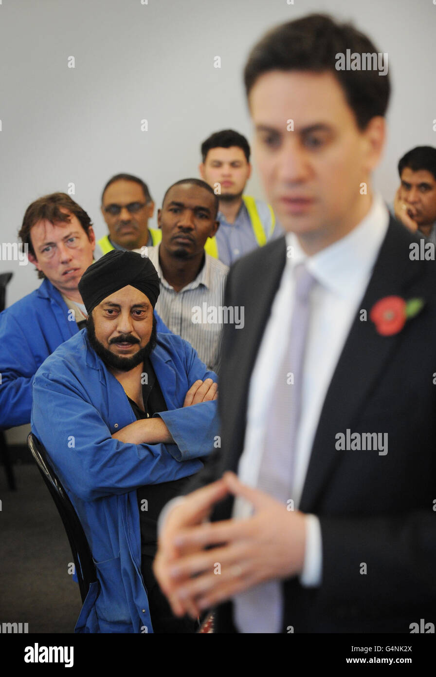 Miliband Besuch in Stratford Stockfoto