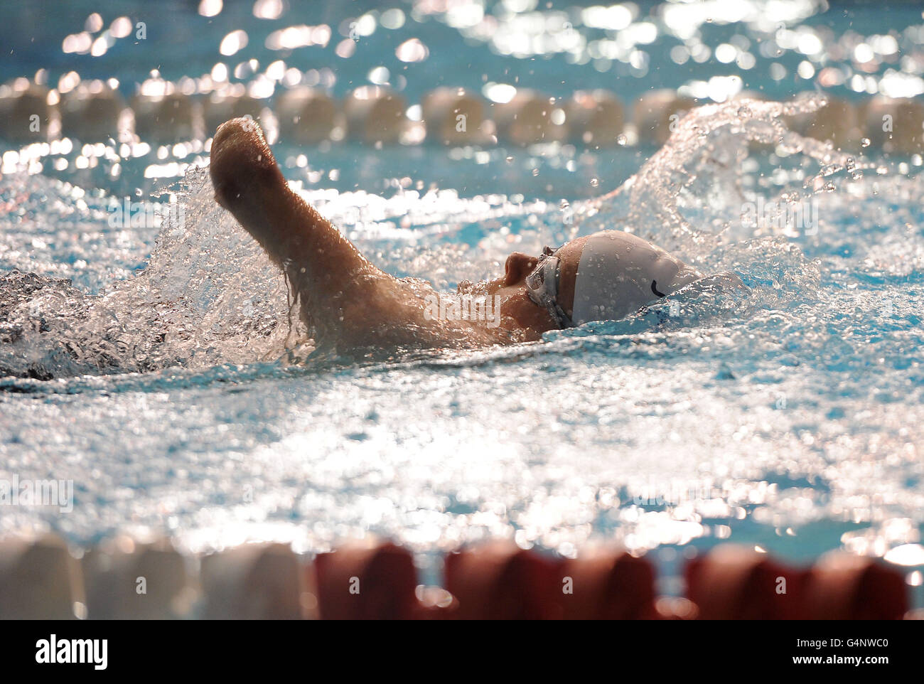 Susannah Rodgers tritt im Womens 100m Backstroke während der Short Course Swimming Championships in Ponds Forge, Sheffield, an. Stockfoto