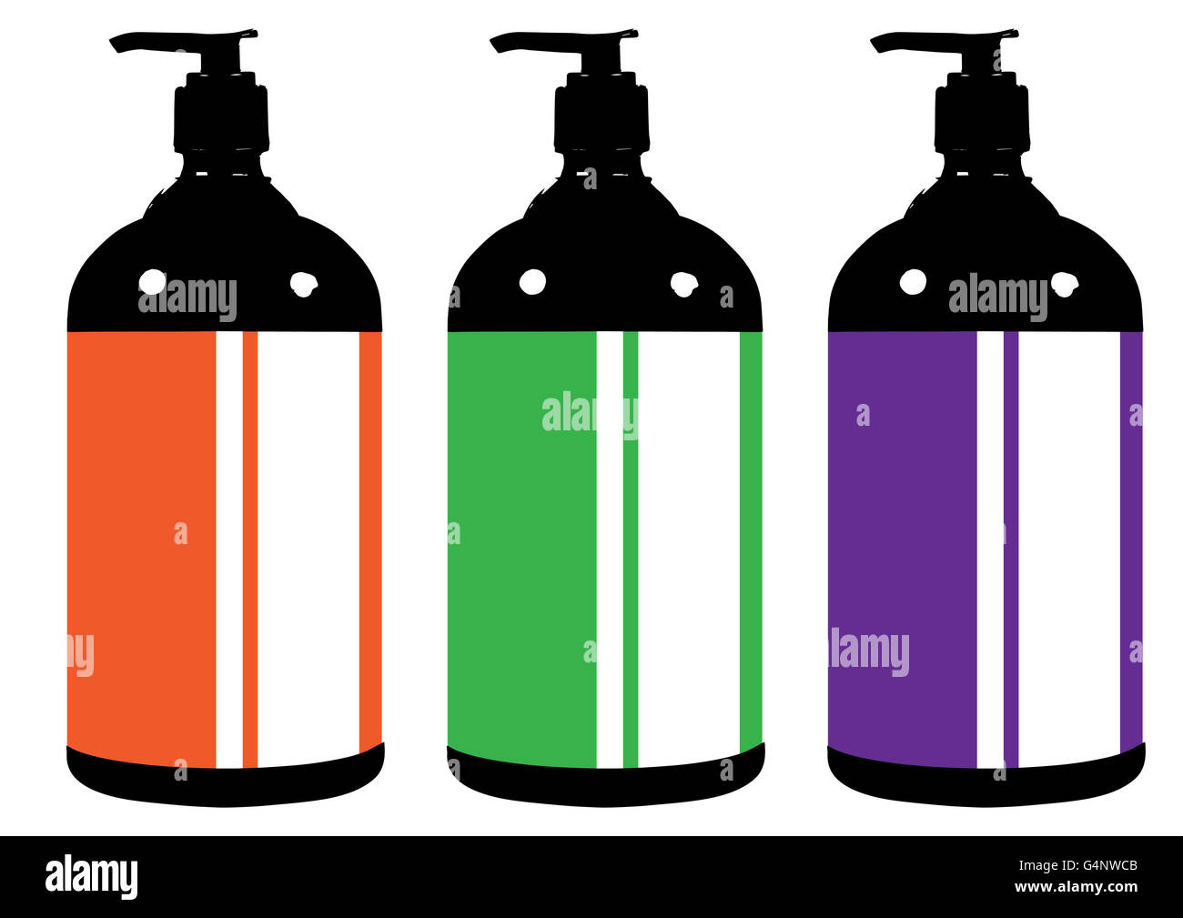 Flachen Stil medizinische Pharma Flaschen Gläser Container Skalen Icon-Set. Medizin Apotheke Sammlung. Illustrationen Stockfoto