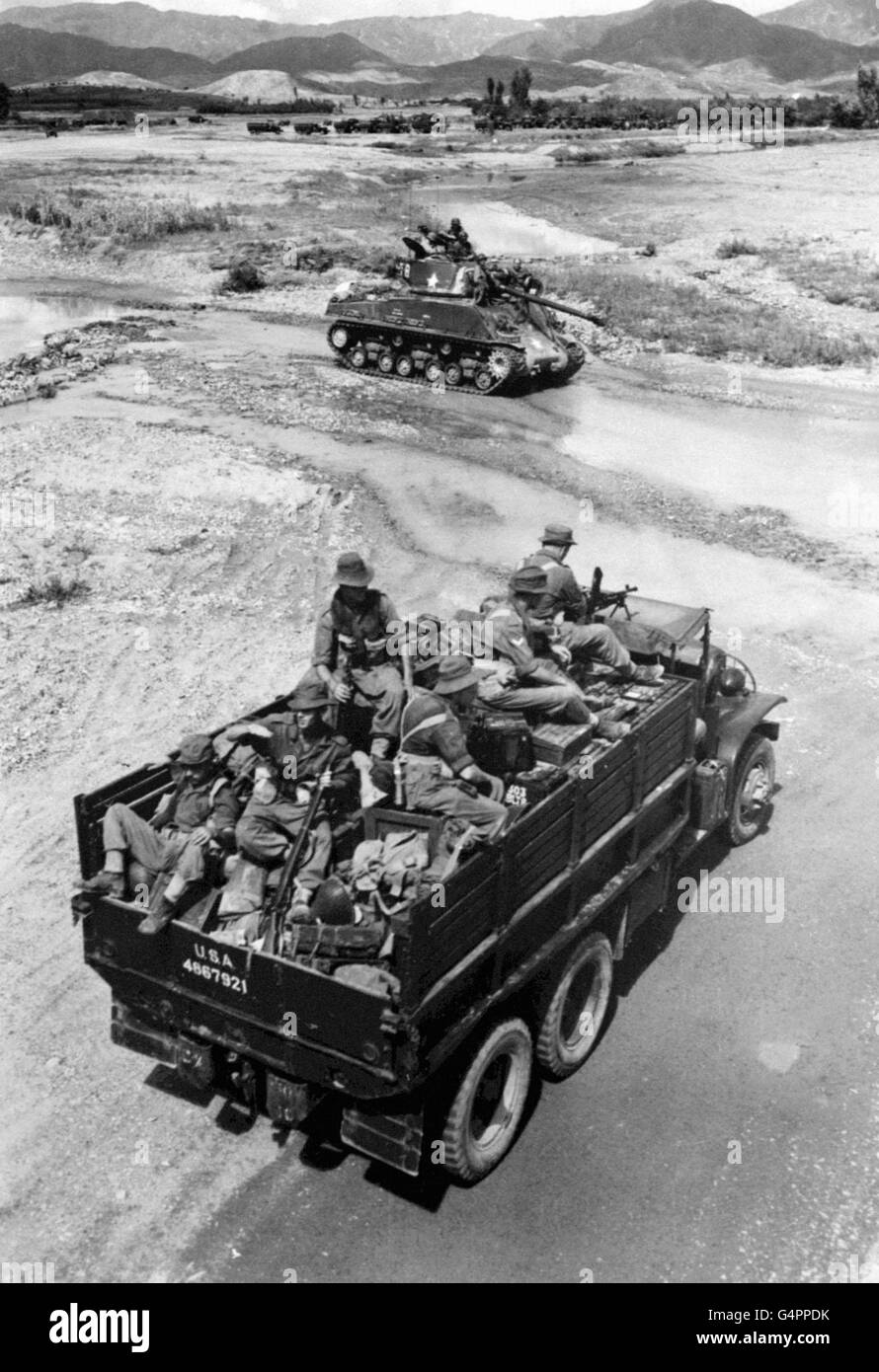 Der Koreakrieg - Vereinte Nationen - Fahrzeuge - 1950 Stockfoto