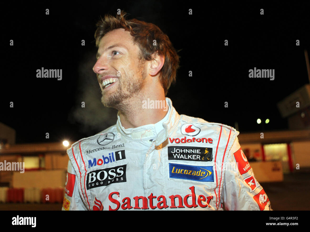 Auto - Dan Wheldon Memorial Kart Race - Dayton Milton Keynes. Vodafone McLaren Mercedes-Fahrer Jenson Button beim Dan Wheldon Memorial Kart Race in Dadadurch Milton Keynes, Buckinghamshire. Stockfoto