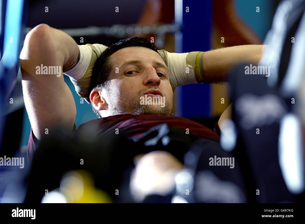 Carl Froch während der Medienarbeit am English Institute of Sport, Sheffield. Stockfoto