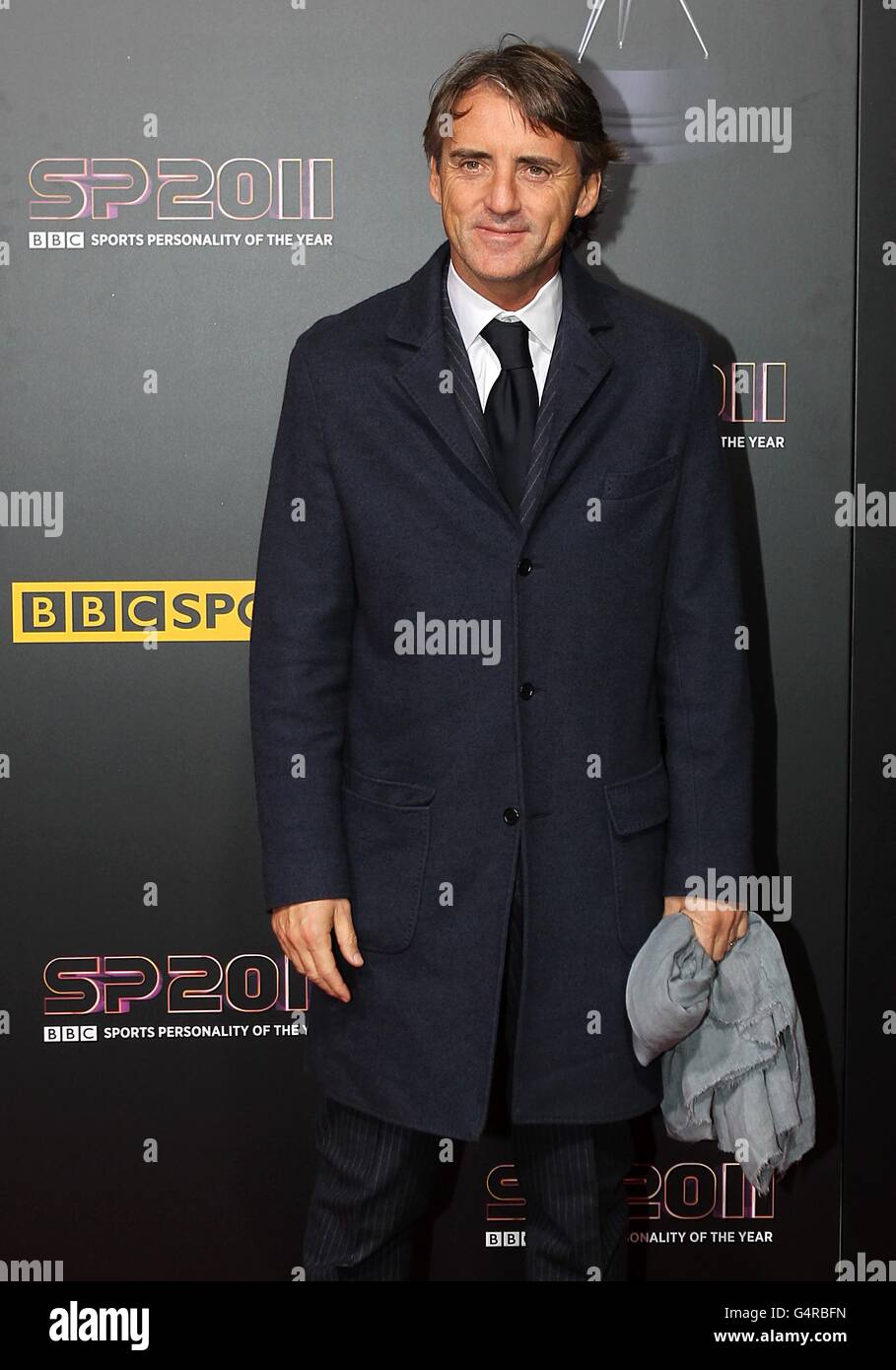 Manchester City Manager Roberto Mancini bei der Verleihung der Sports Personality of the Year Awards 2011 bei MediaCityUK, Salford, Manchester. Stockfoto