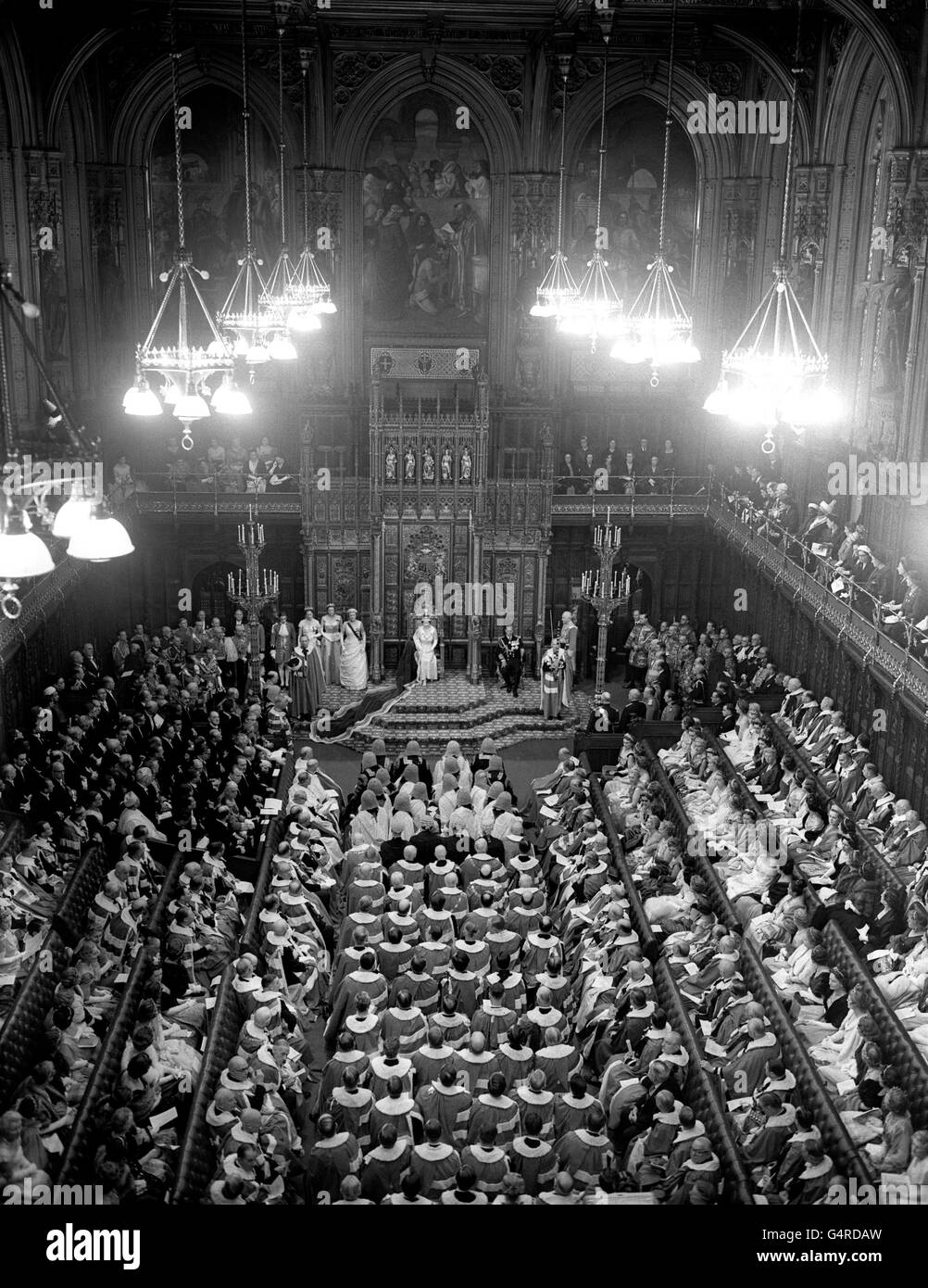 Eine allgemeine Ansicht der Staatseröffnung des Parlaments durch Königin Elizabeth II. Stockfoto