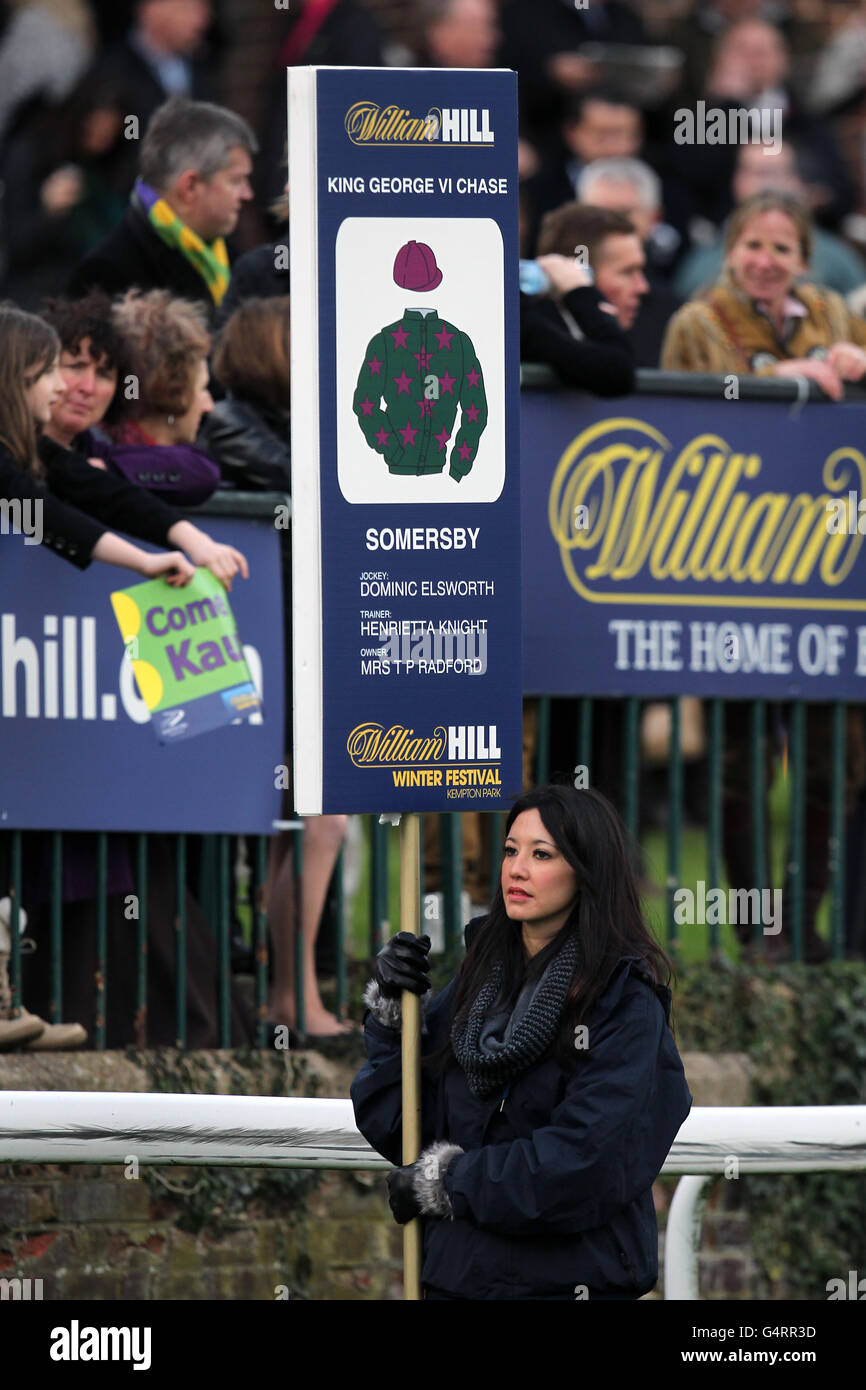 Pferderennen Sie-William Hill Winter Festival 2011 - König George VI Steeple Chase - Kempton Park Stockfoto