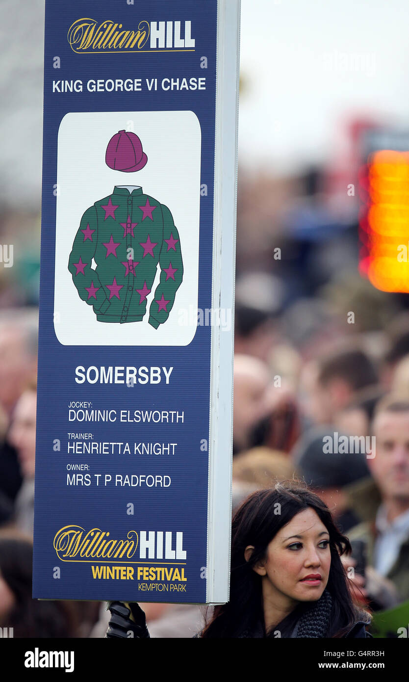 Pferderennen Sie-William Hill Winter Festival 2011 - König George VI Steeple Chase - Kempton Park Stockfoto