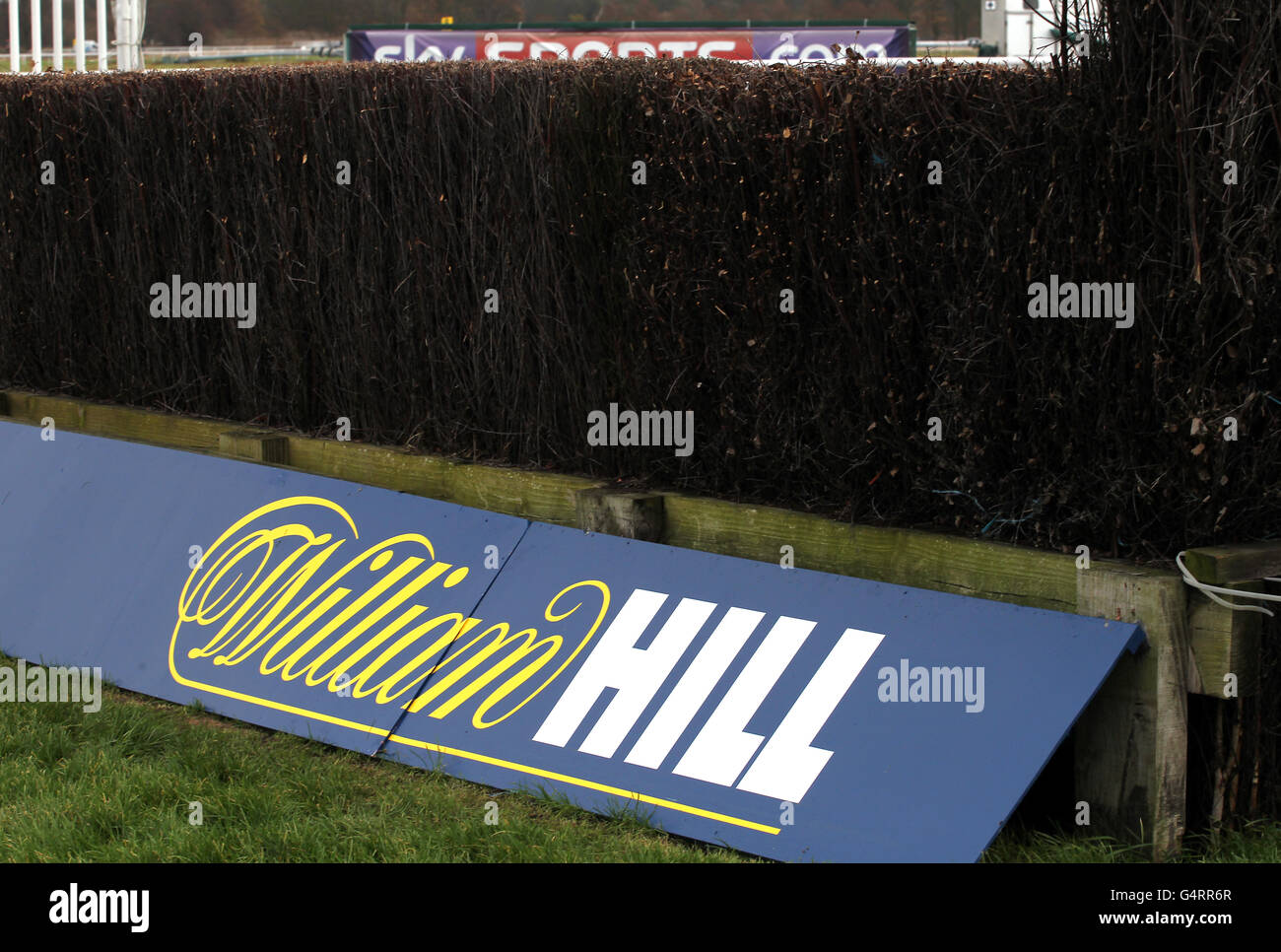 Pferderennen - The William Hill Winter Festival 2011 - King George VI Steeple Chase - Kempton Park. William Hill Branding im Kempton Park Stockfoto