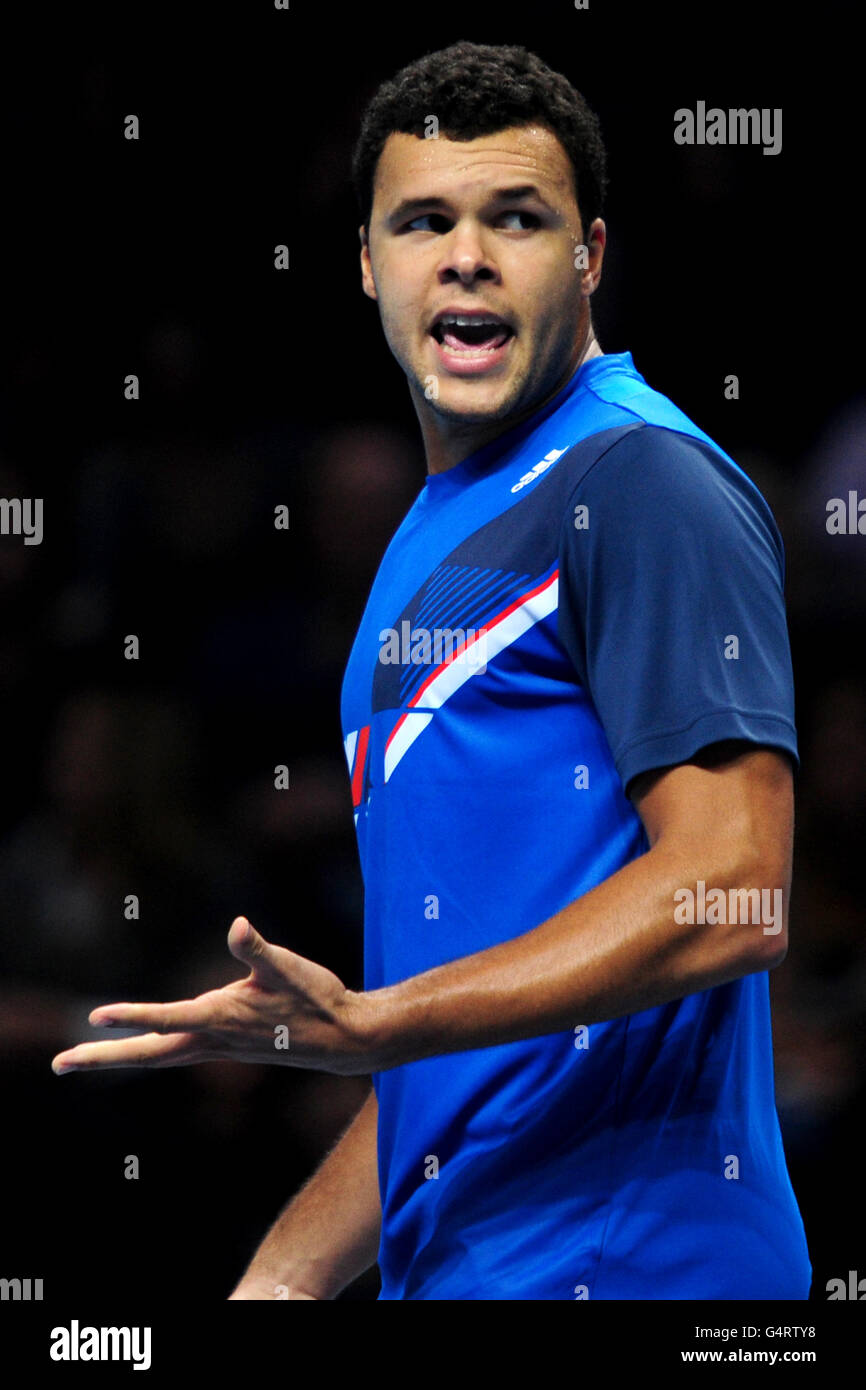 Tennis - Barclays ATP World Tennis Tour Finals - Tag 8 - O2 Arena. Jo Wilfred-Tsonga, Frankreich Stockfoto