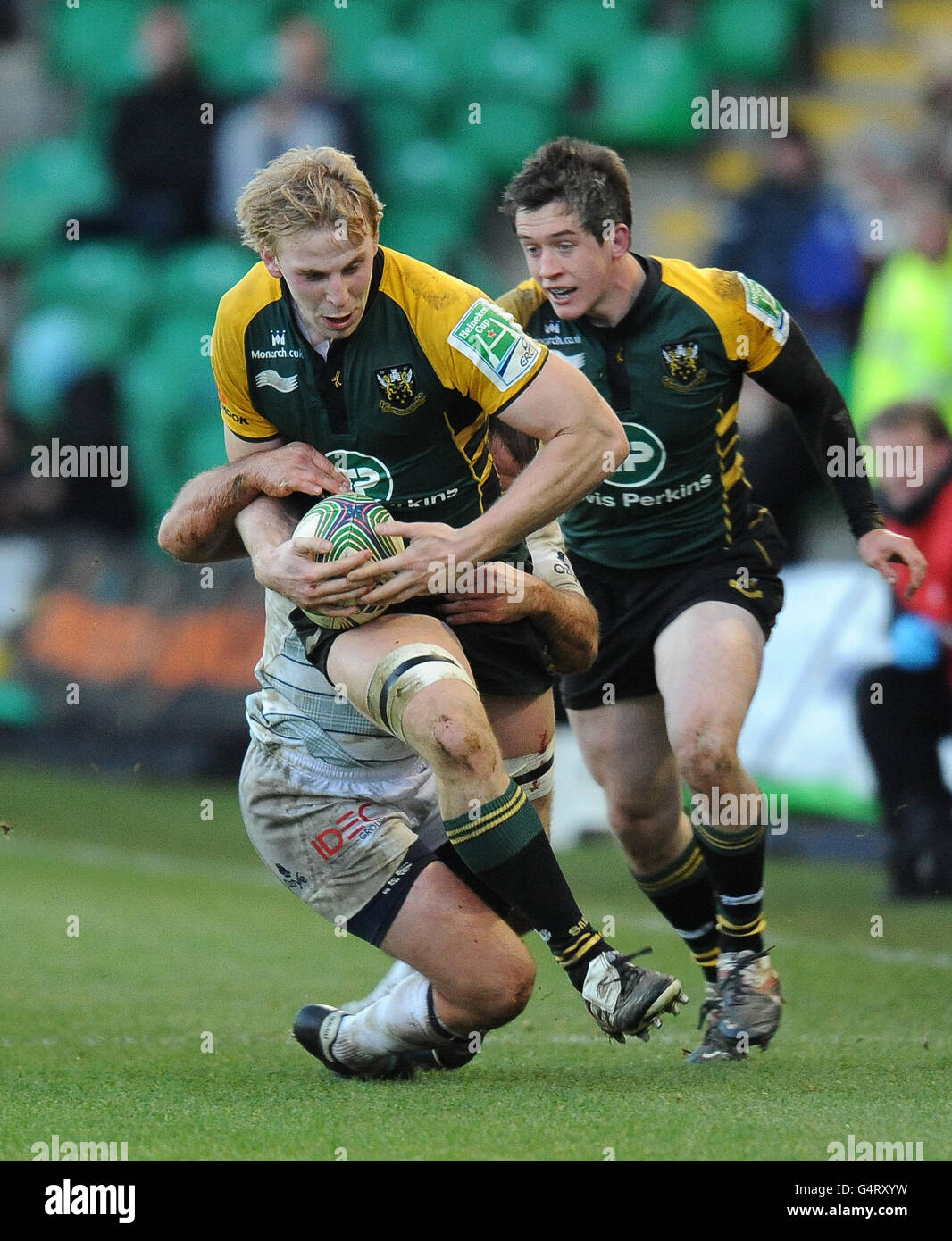 Rugby Union - Heineken Cup - Pool 1 - Northampton Saints / Castres Olympique - Franklin's Gardens. Ben Nutley von Northampton Saints in Aktion Stockfoto