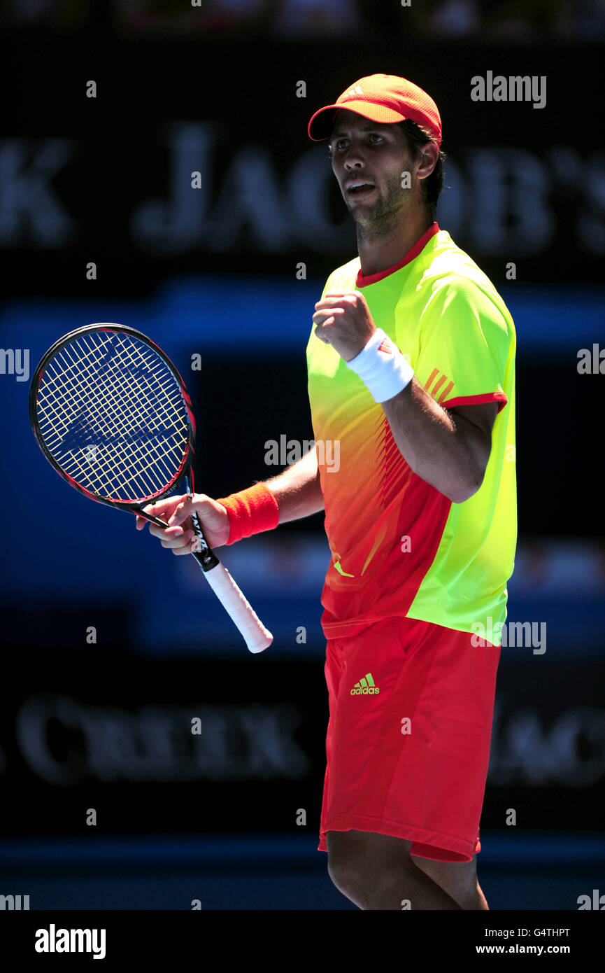 Der Spanier Fernando Verdasco während seiner ersten Runde gegen den Australier Bernard Tomic Stockfoto