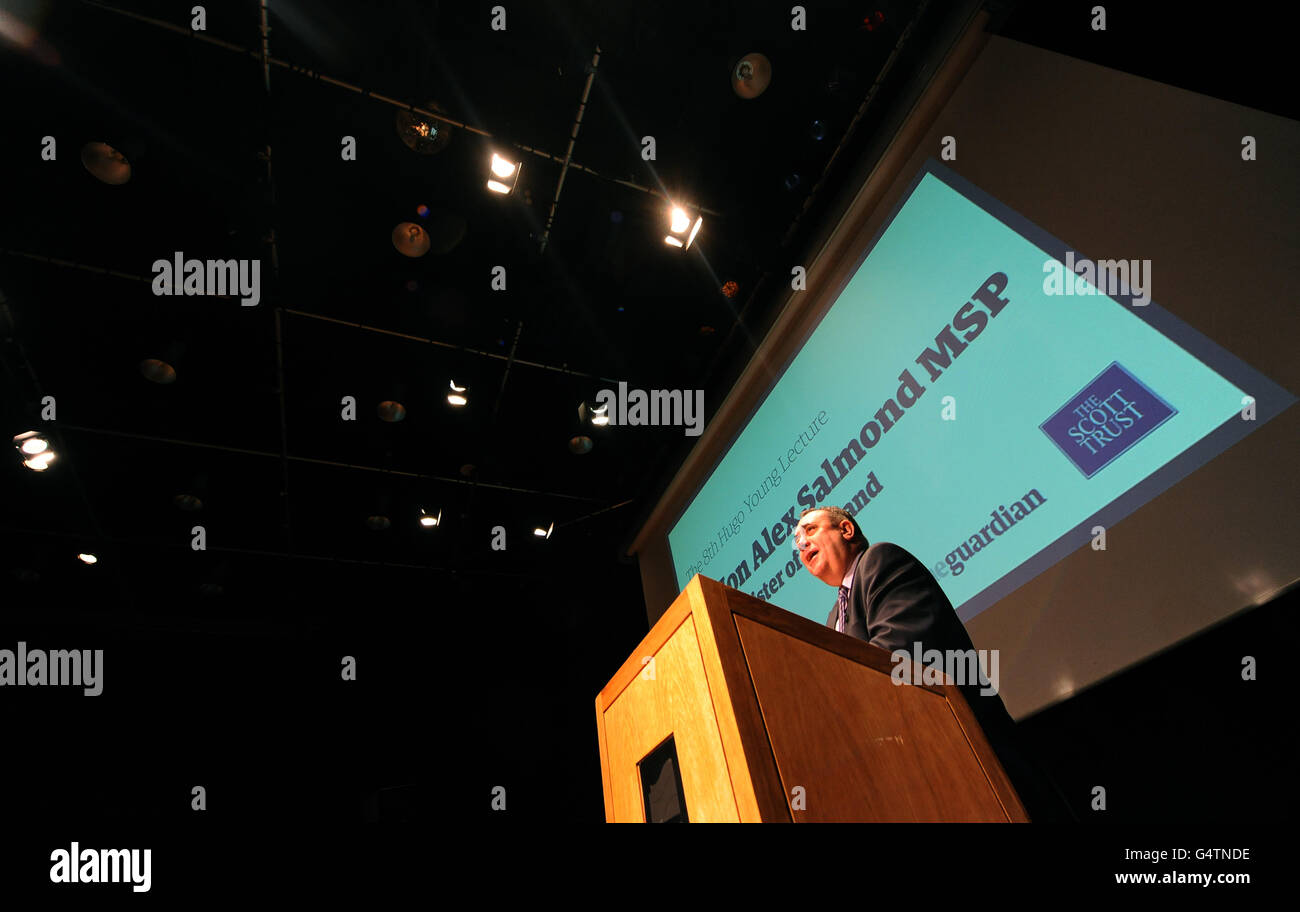 Alex Salmond Rede Stockfoto