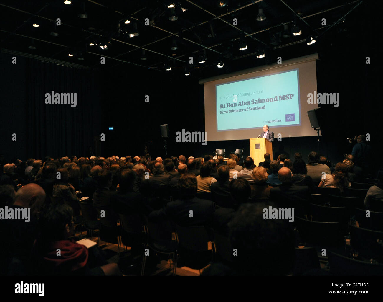 Alex Salmond Rede Stockfoto