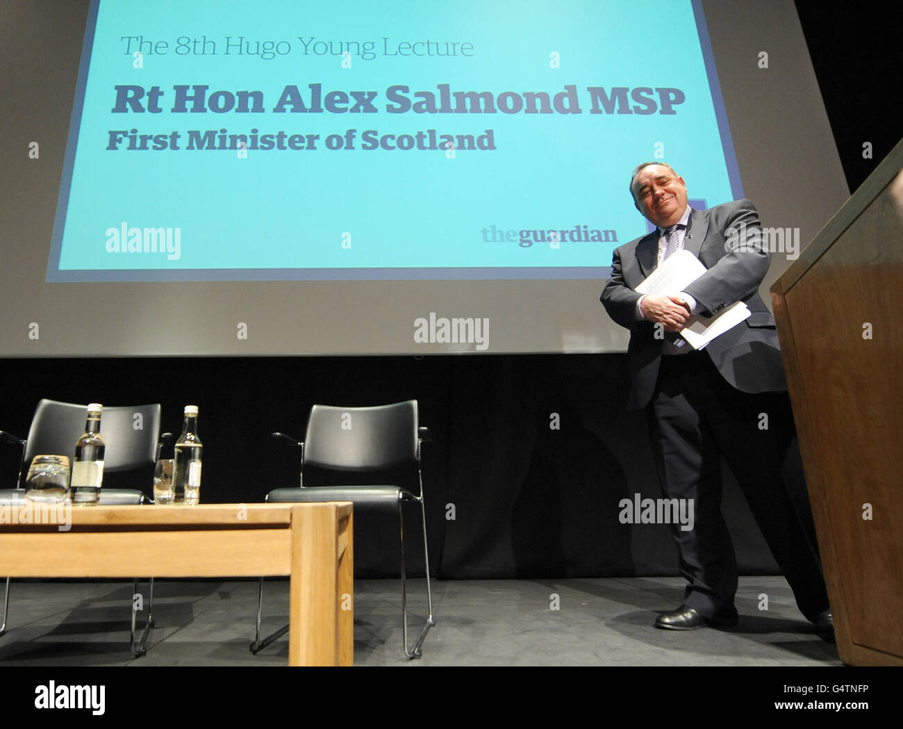 Alex Salmond Rede Stockfoto
