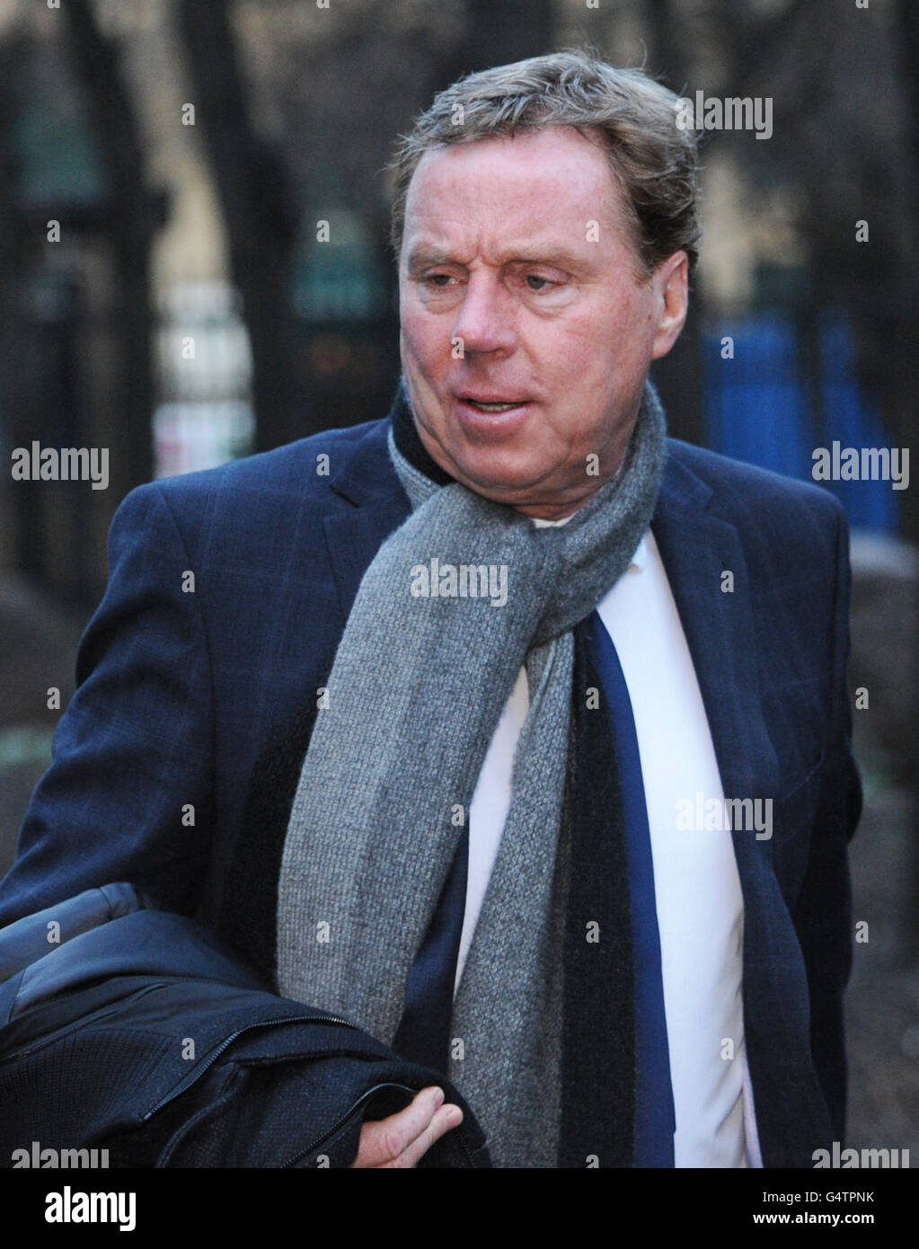 Harry Redknapp, der Manager von Tottenham Hotspur, kommt am Southwark Crown Court in London an, wo er wegen Steuerhinterziehung angeklagt wird. Stockfoto
