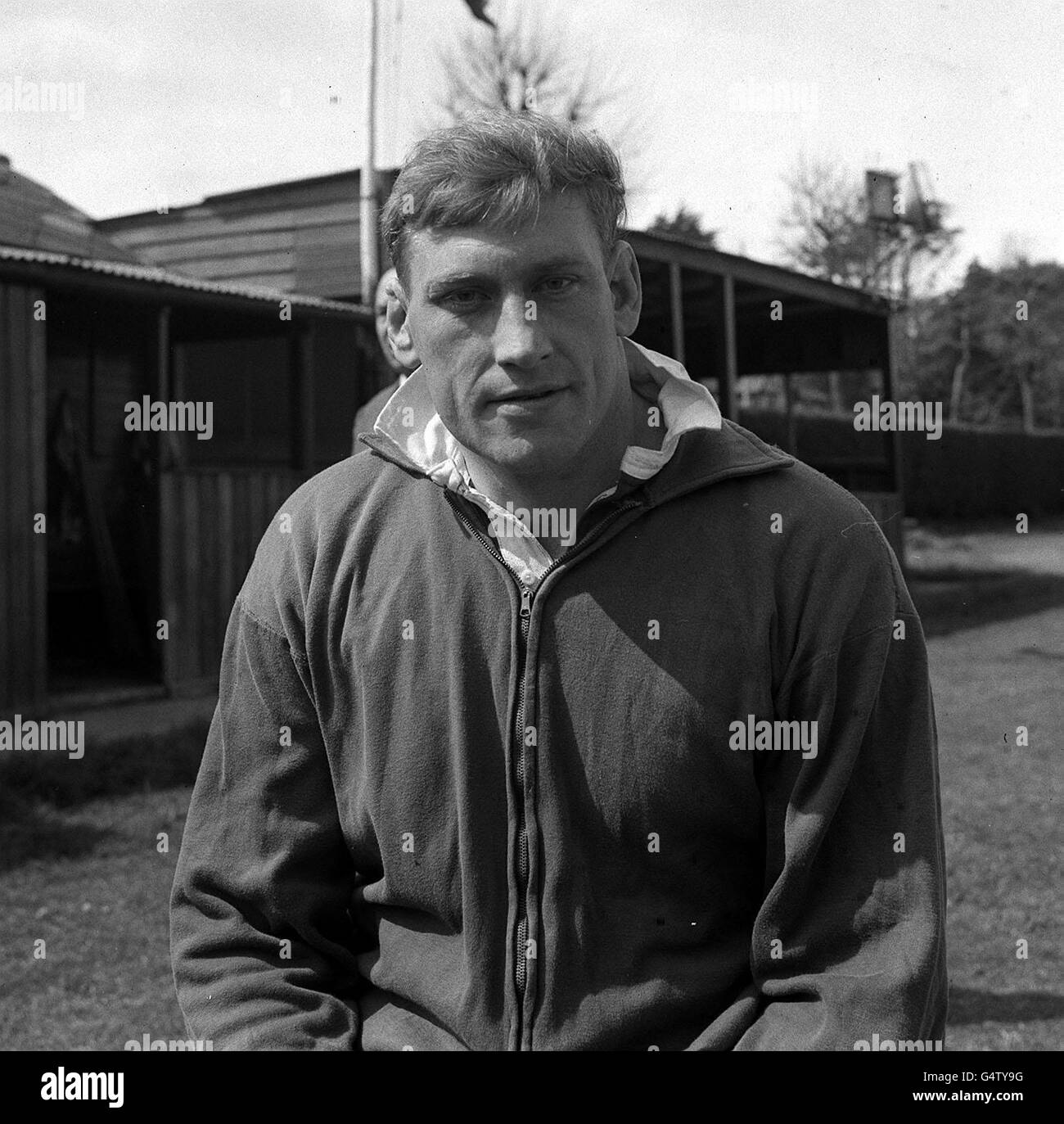 W.J. McBride (Ballymena und Irland), eine der Schleusen in der britischen Lions Rugby-Mannschaft, die Südafrika tourte. Es waren sieben Iren im Team. Stockfoto