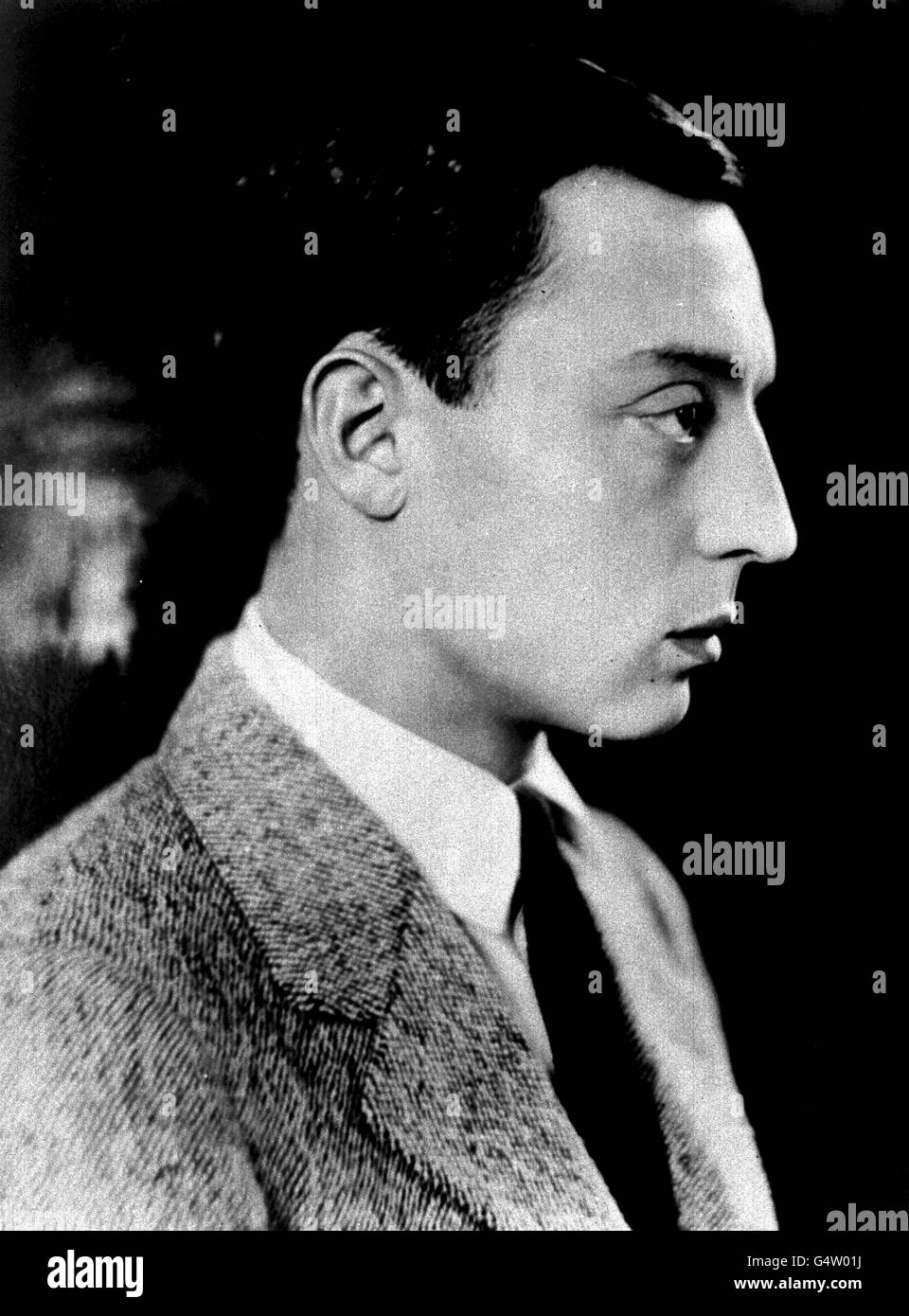 01/01/1966 :an diesem Tag Buster Keaton starb. Eine Bibliotheksdatei, die vom Stummfilm-Comedy-Schauspieler Buster Keaton aufgenommen wurde. 1. Februar 1966 Buster Keaton stirbt. Stockfoto