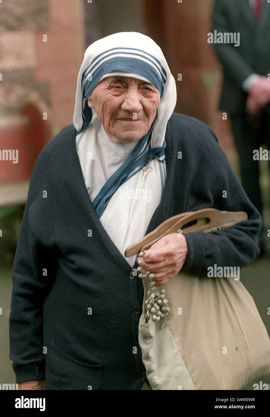 Mutter Theresa von Kalkutta bei ihrem Besuch in Belfast. Stockfoto