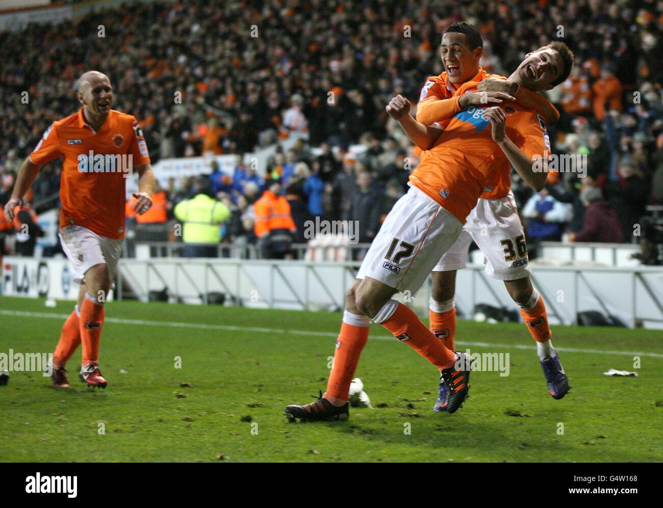 Fußball - npower Football League Championship - Blackpool / Crystal Palace - Bloomfield Road. Chris Basham von Blackpool feiert den Sieg gegen Crystal Palace Stockfoto