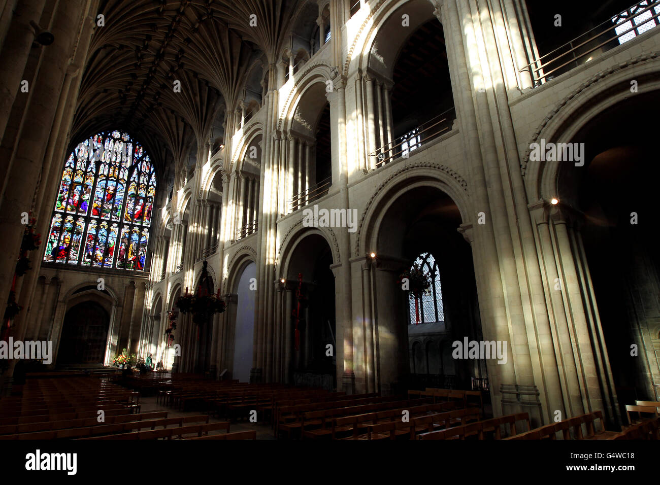 Ein allgemeiner Blick auf das Innere der Kathedrale von Norwich. Ein allgemeiner Blick auf das Innere der Kathedrale von Norwich Stockfoto